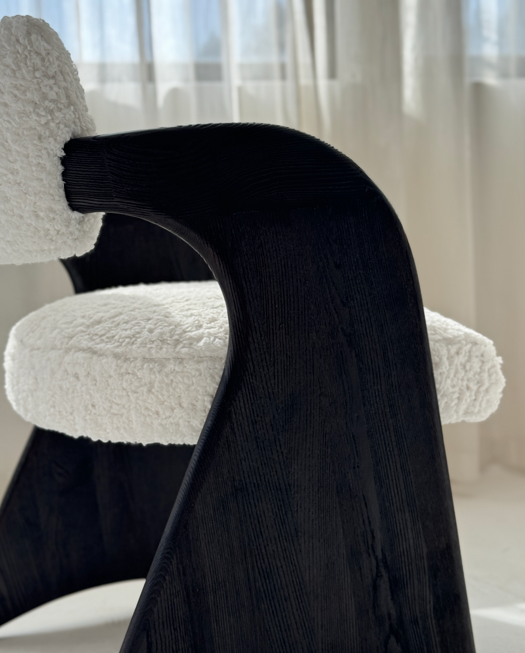 「Gull Wing」Sculptural Cut-Velvet Accent Chair