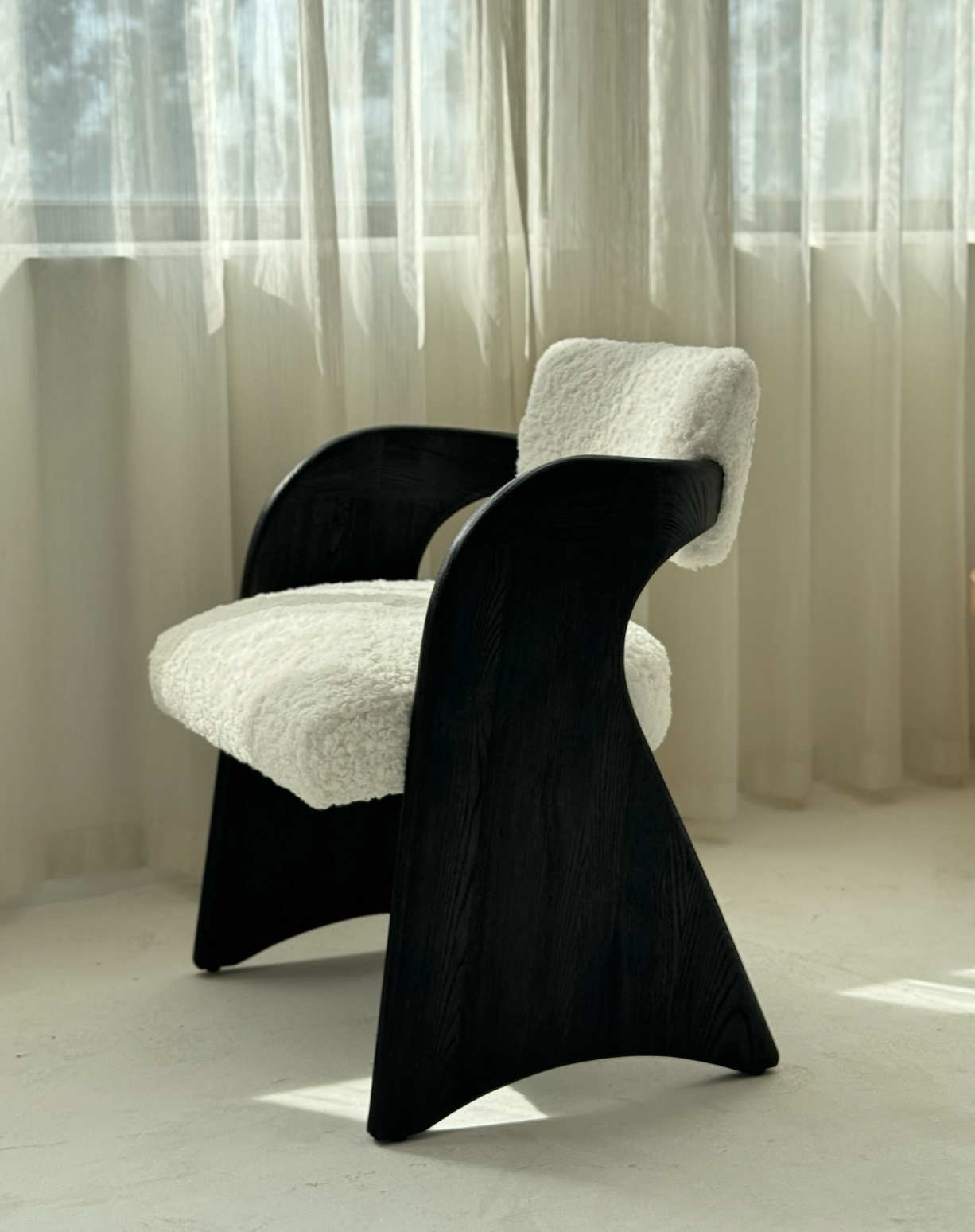 「Gull Wing」Sculptural Cut-Velvet Accent Chair