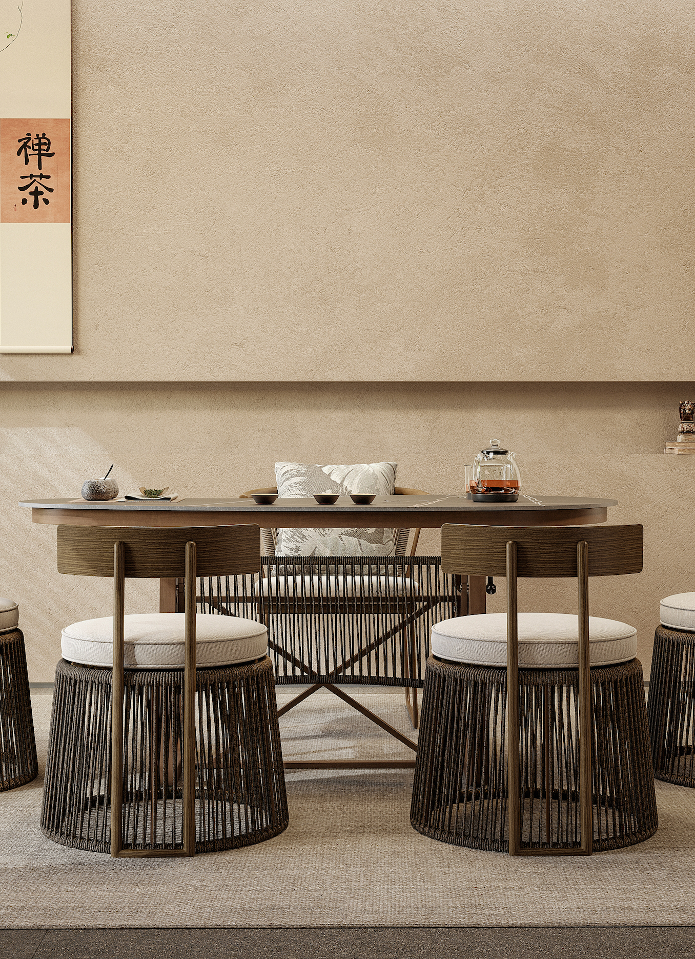 「Zen Garden」Organic Modern Weather-Resistant Outdoor Dining Chair