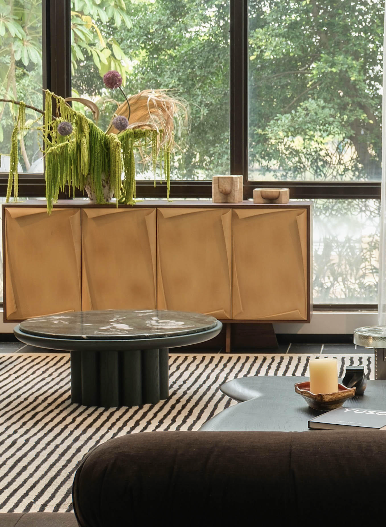 「Woody Crane」Sculptural Geometric Carved Sideboard