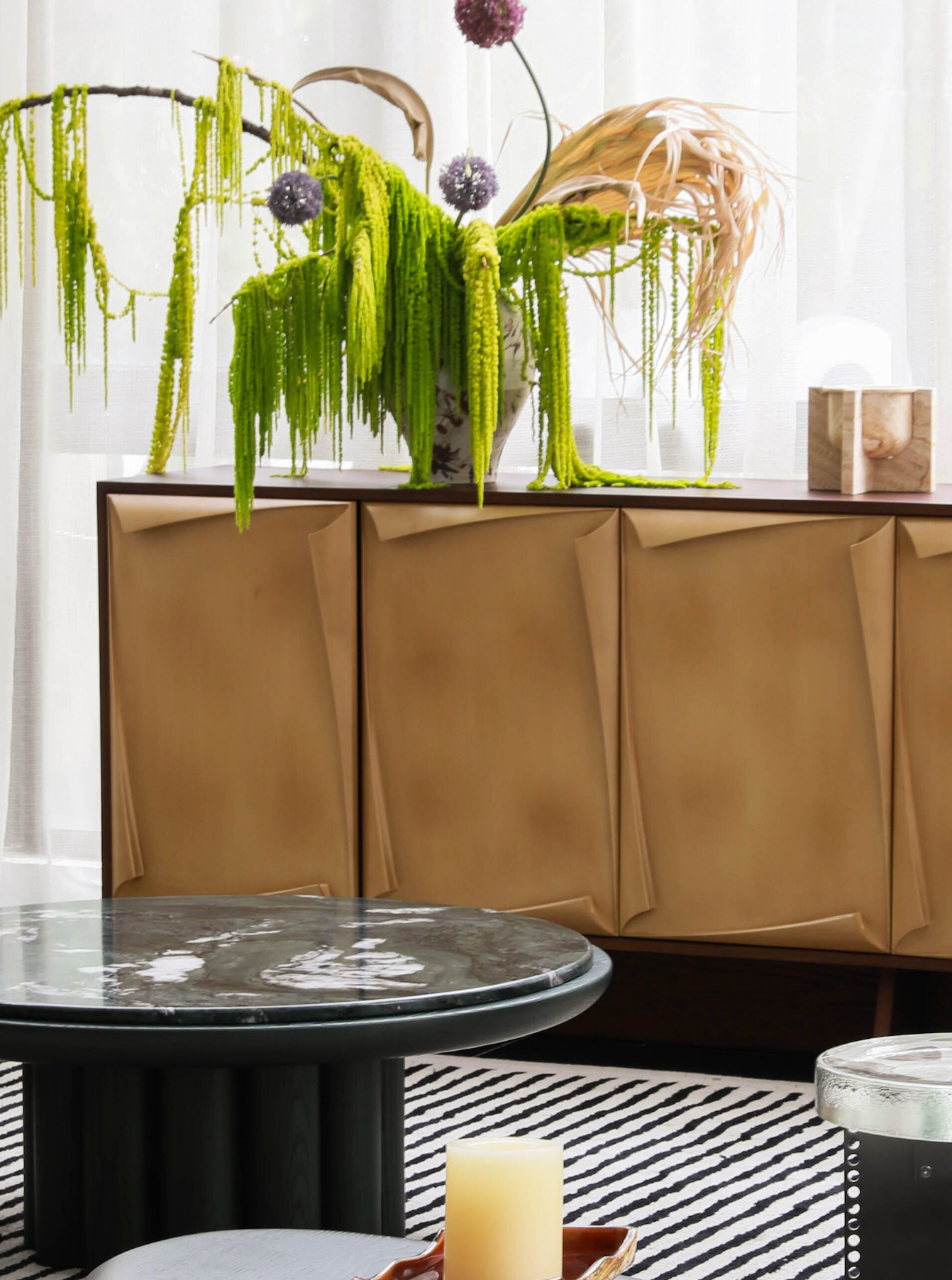 「Woody Crane」Sculptural Geometric Carved Sideboard