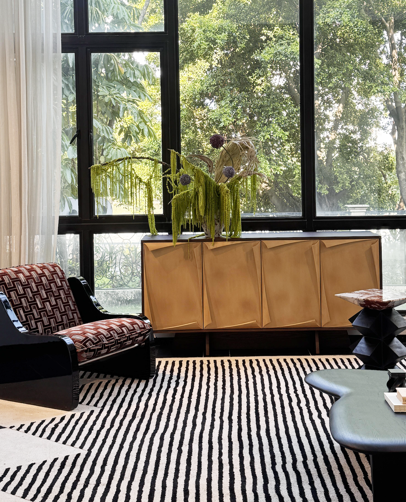 「Woody Crane」Sculptural Geometric Carved Sideboard