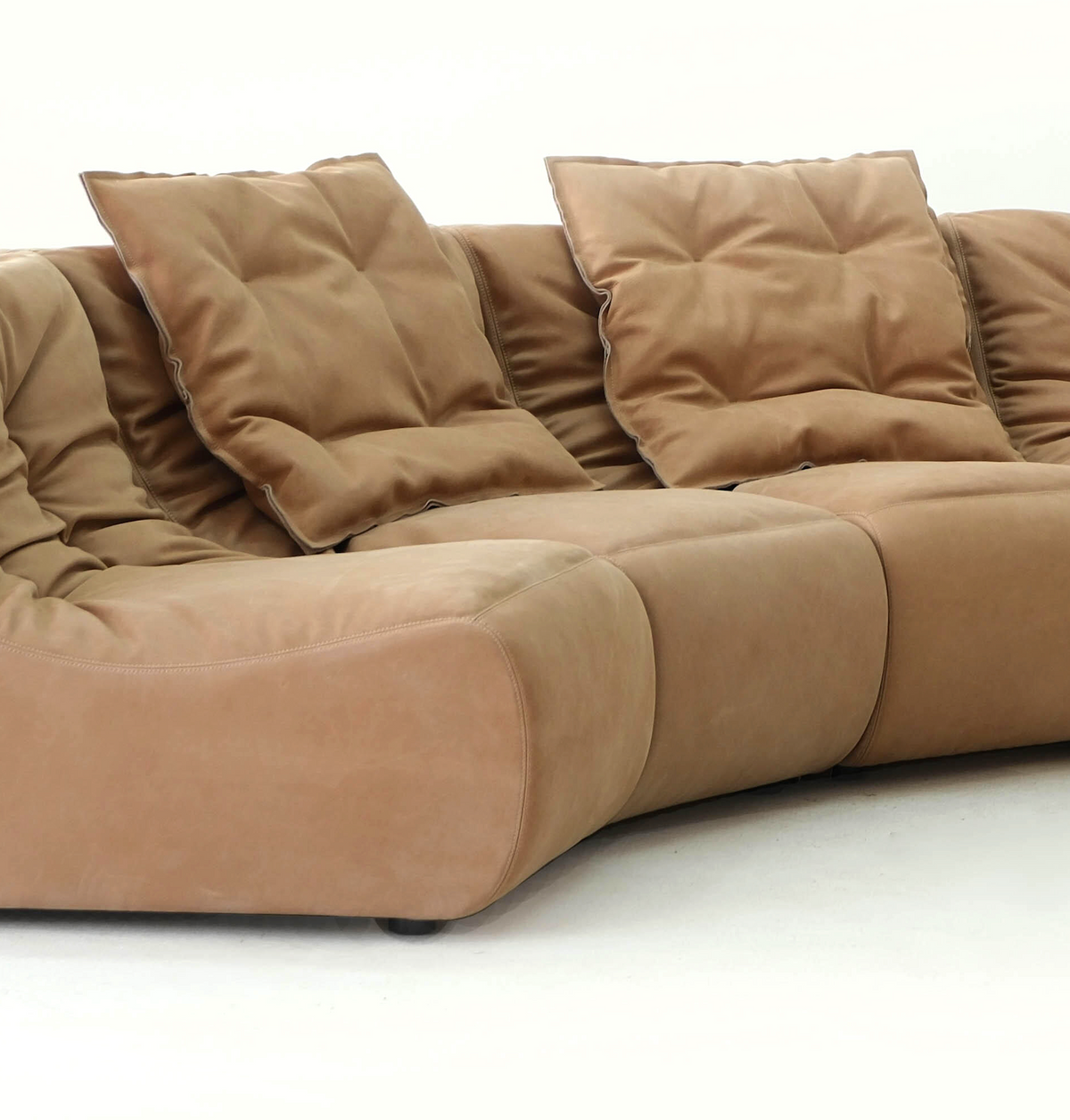 「Soft‑Hill」Modular Curved Genuine Leather Sectional Sofa