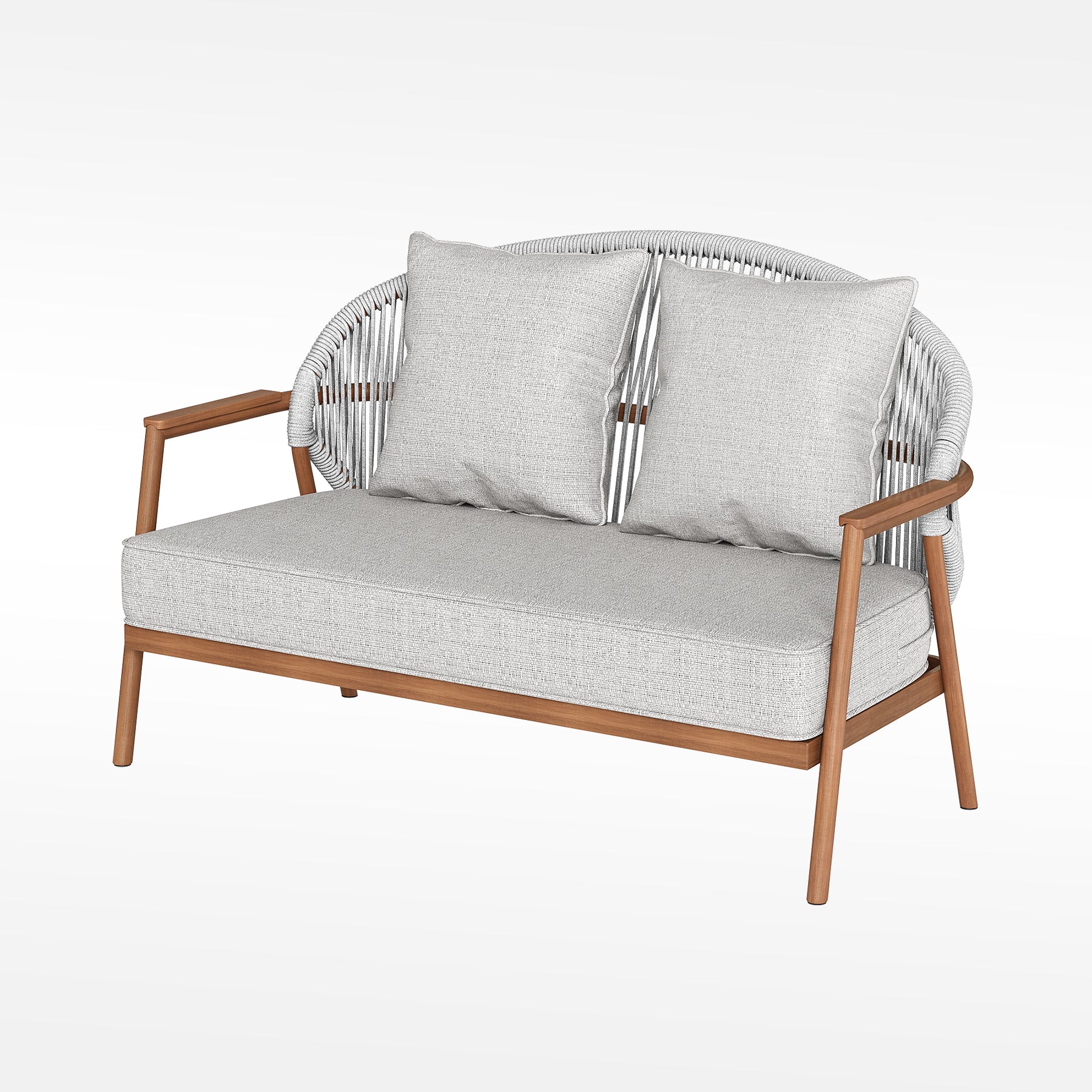 「Teak Finish Woven Strap」Luxury Modular Outdoor Sofa Set
