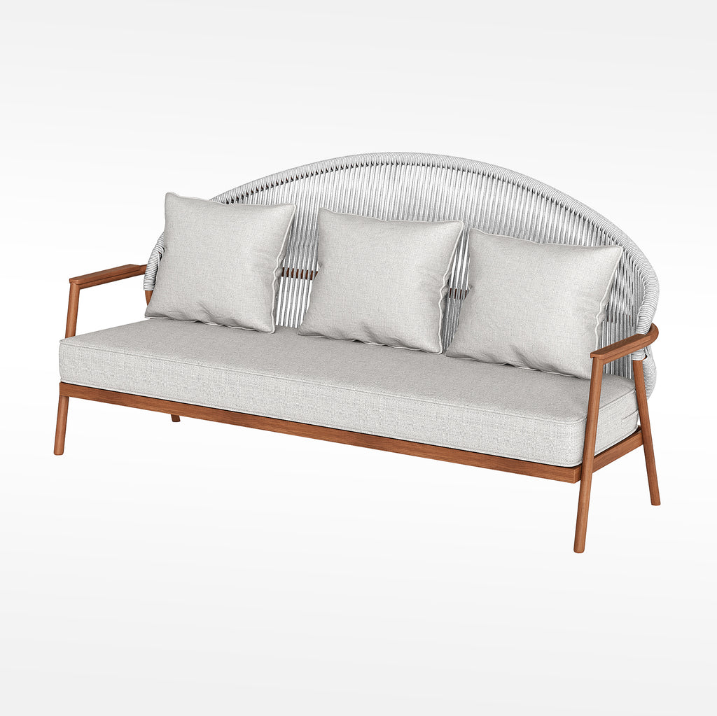「Teak Finish Woven Strap」Luxury Modular Outdoor Sofa Set