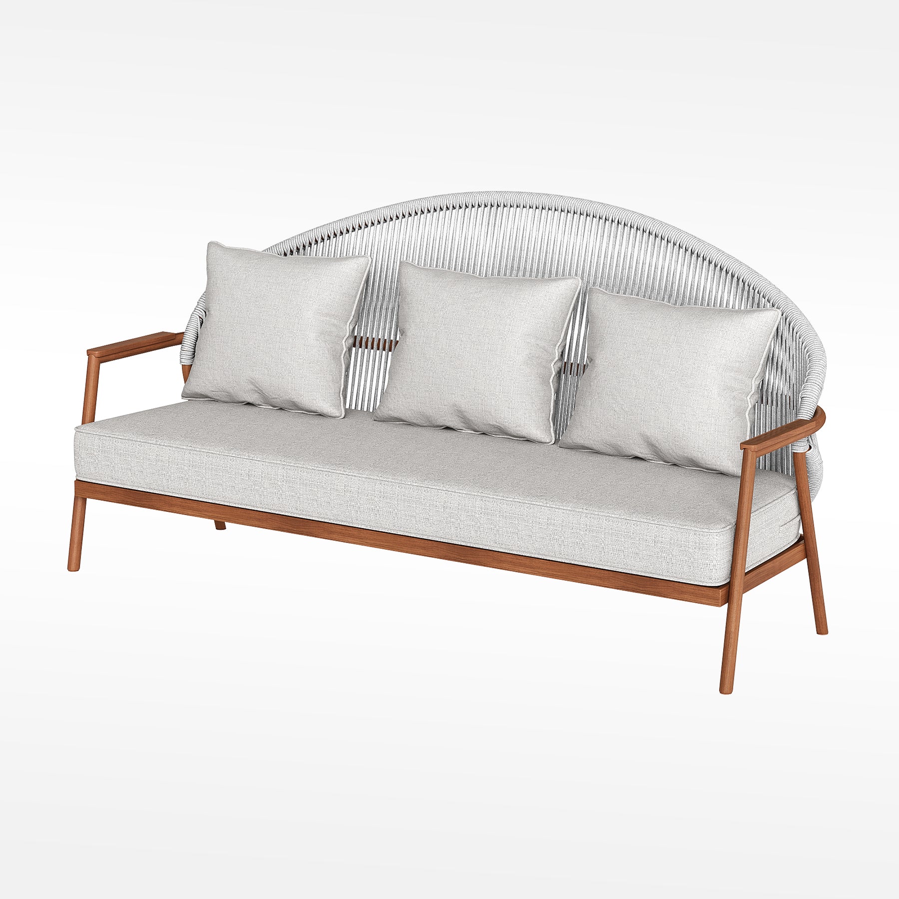 「Teak Finish Woven Strap」Luxury Modular Outdoor Sofa Set