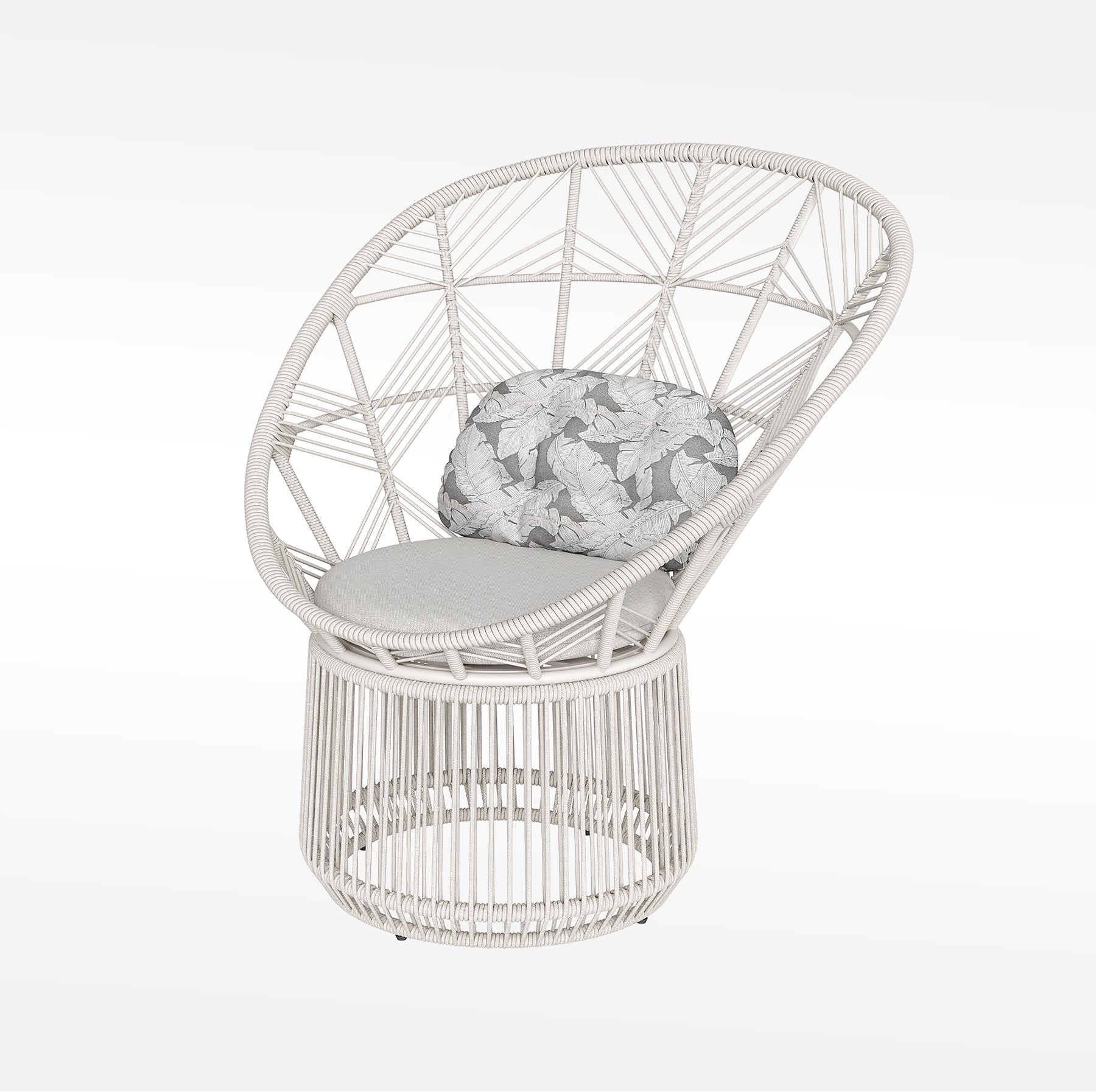 「Silk White PE Rattan」Outdoor Lounge Chair & Side Table Set