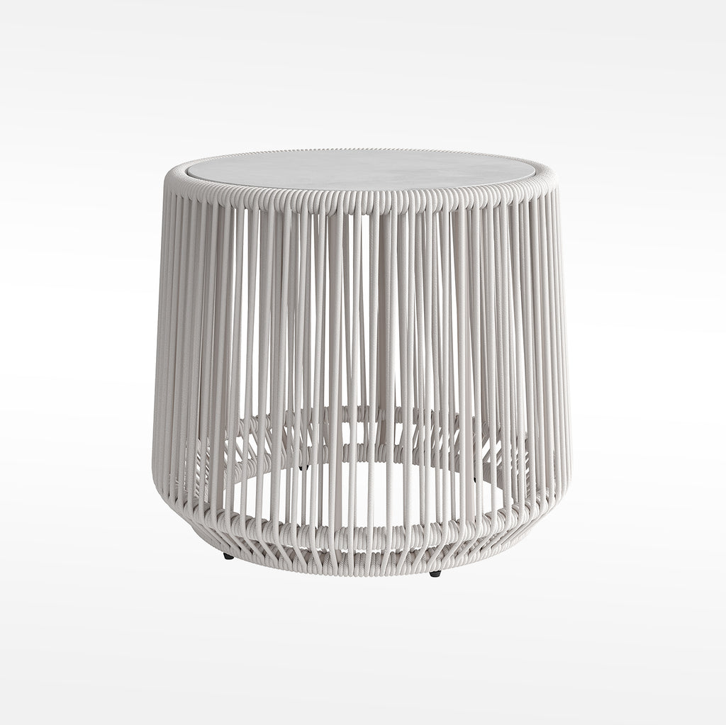 「Silk White PE Rattan」Outdoor Lounge Chair & Side Table Set