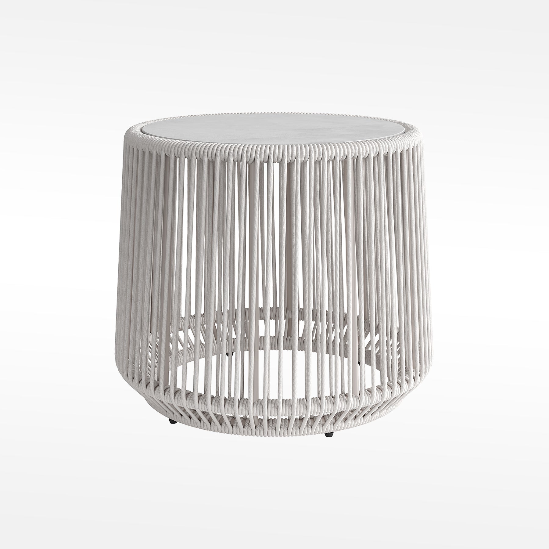 「Silk White PE Rattan」Outdoor Lounge Chair & Side Table Set