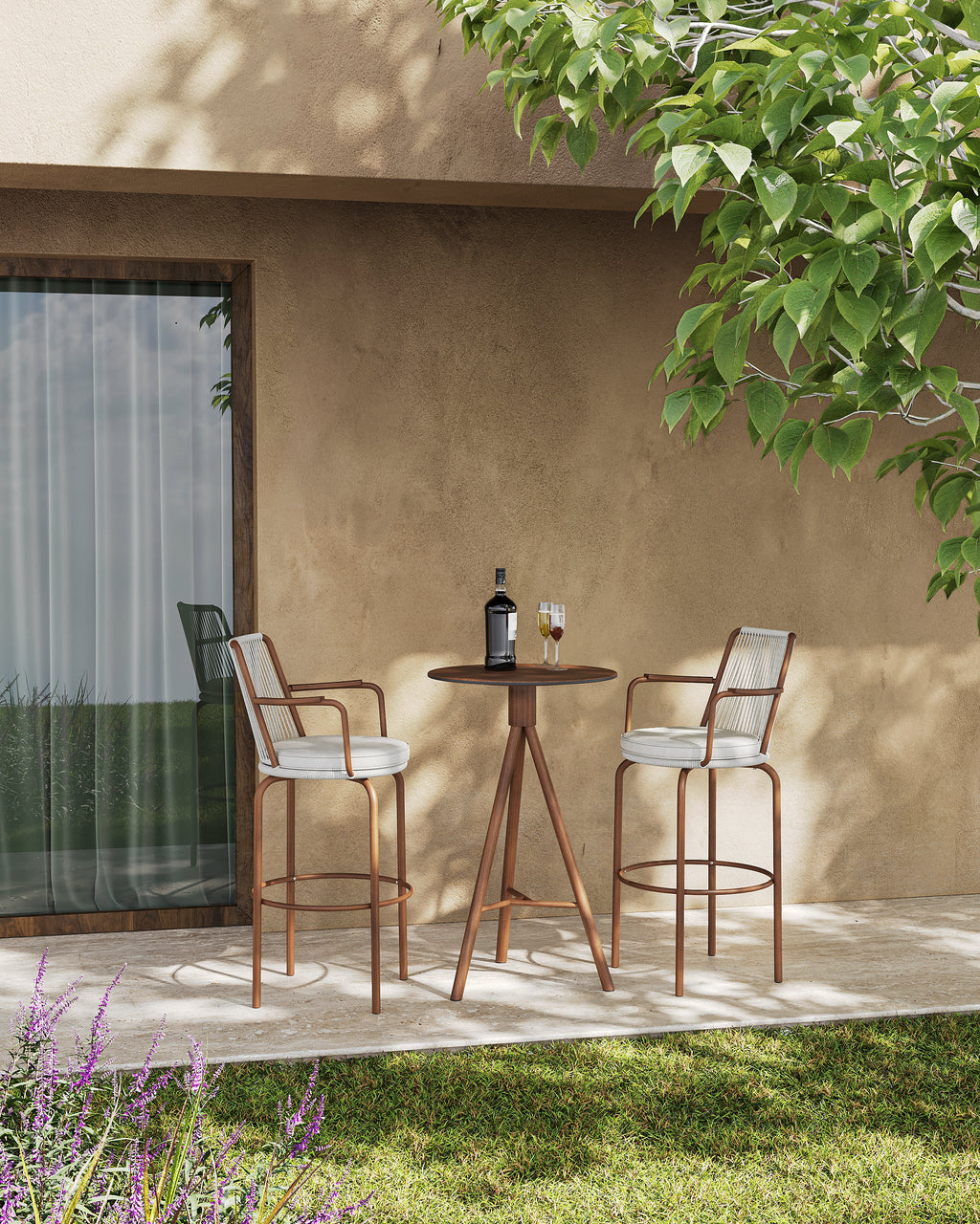 「Teak HPL」Outdoor Lounge Bar Set