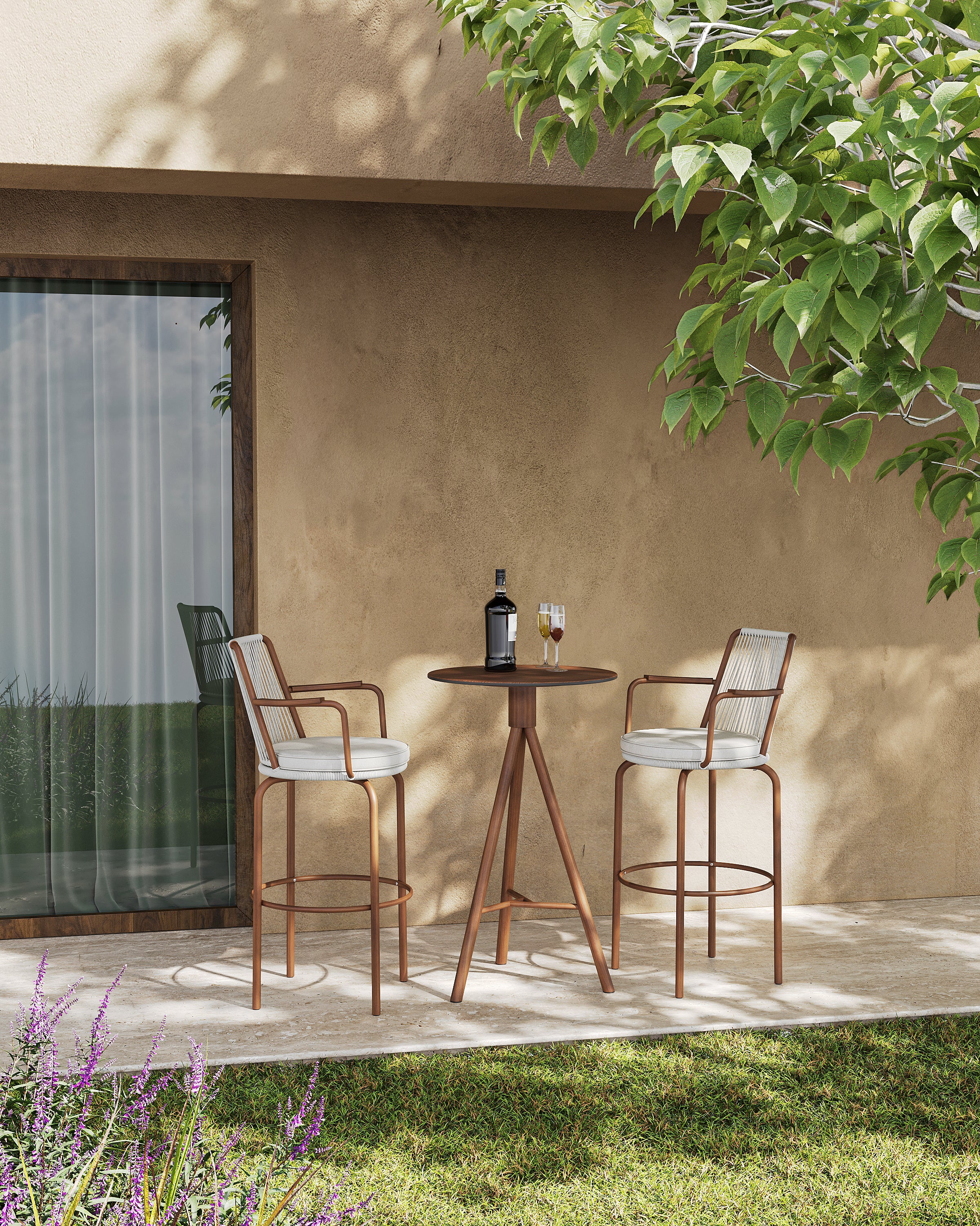 「Teak HPL」Outdoor Lounge Bar Set
