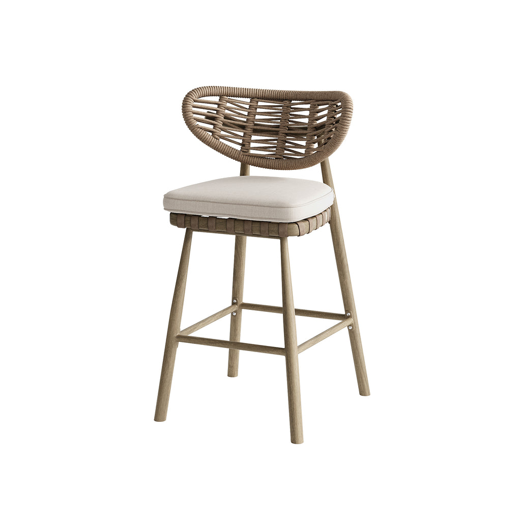 「Light Walnut HPL」Outdoor Lounge Bar Table & Stool Set