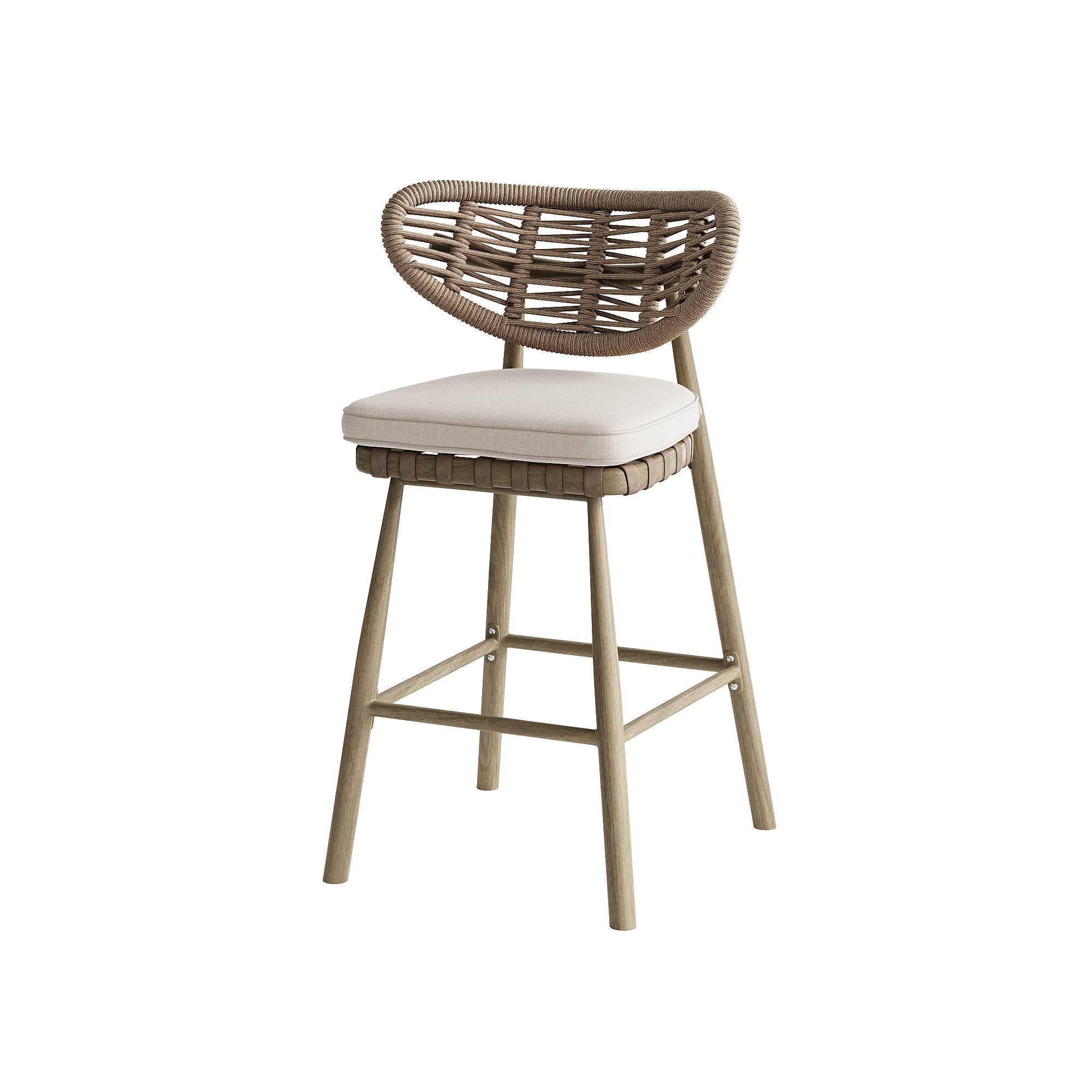 「Light Walnut HPL」Outdoor Lounge Bar Table & Stool Set