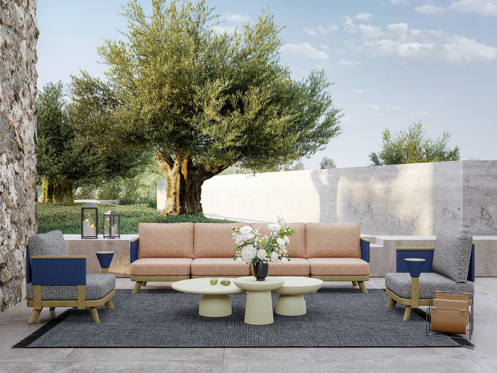 「Maple Wood Micro-Cement」Luxury Modular Outdoor Sofa Set