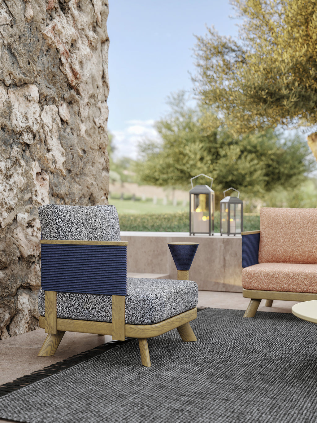 「Maple Wood Micro-Cement」Luxury Modular Outdoor Sofa Set