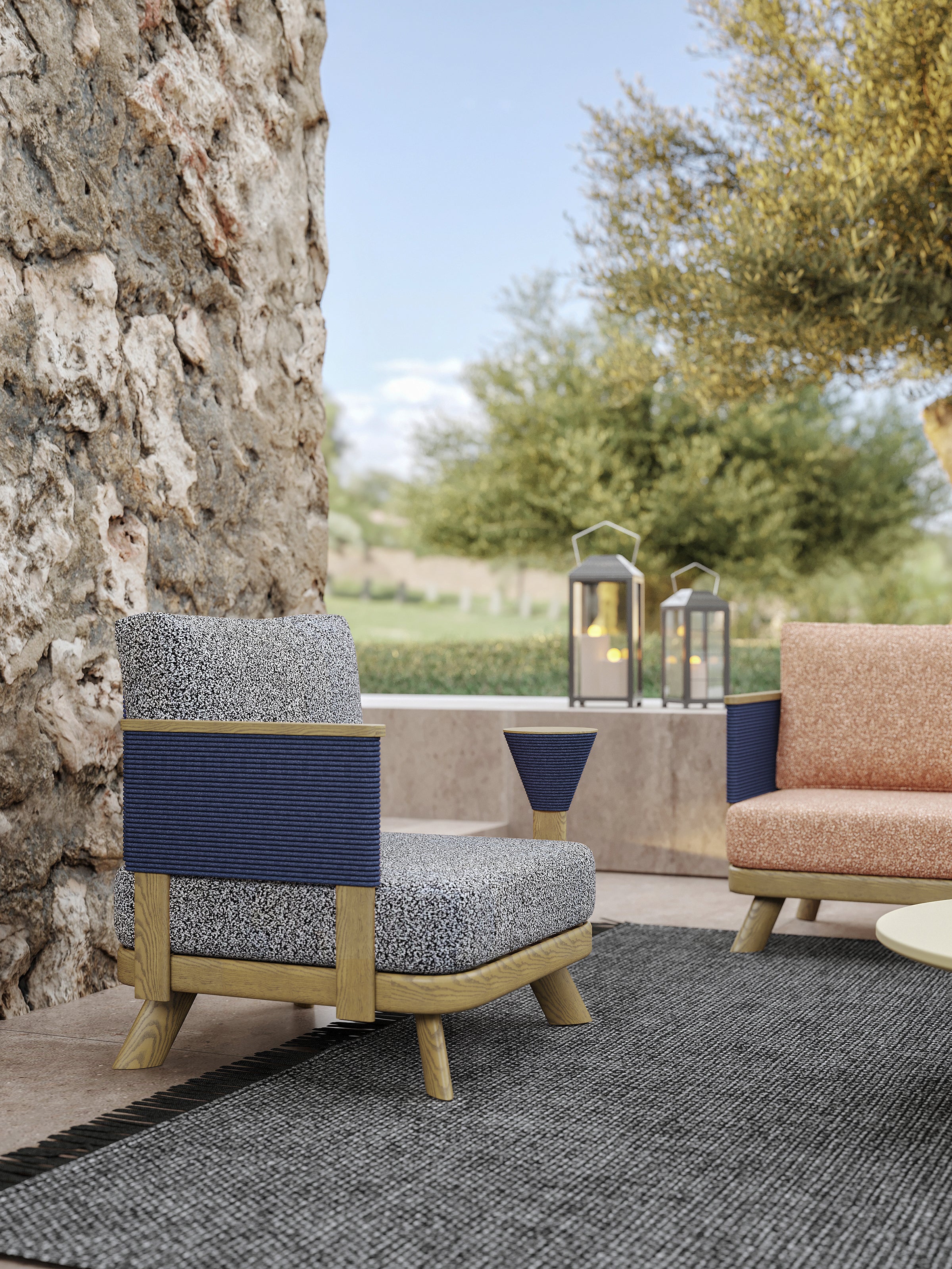 「Maple Wood Micro-Cement」Luxury Modular Outdoor Sofa Set