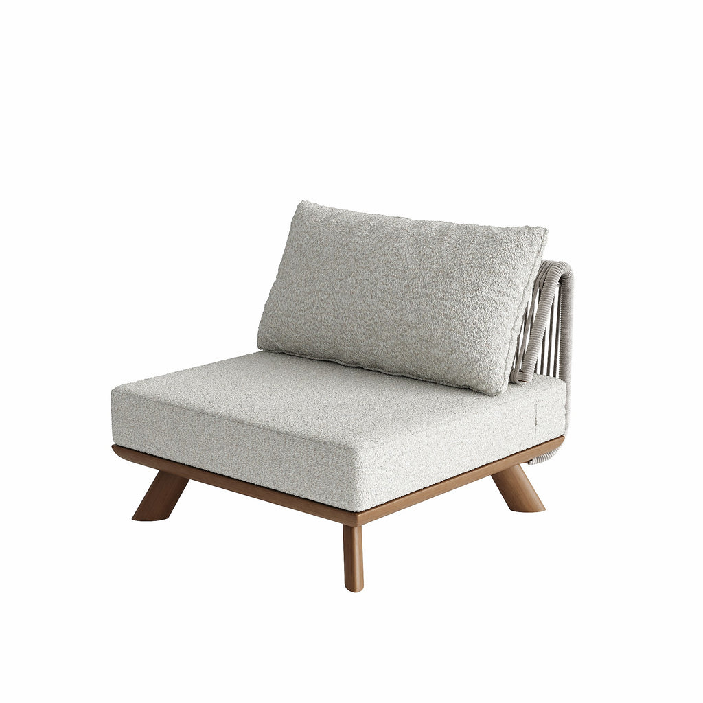 「Teak Finish Waterproof Rope」Luxury Modular Outdoor Sofa Set