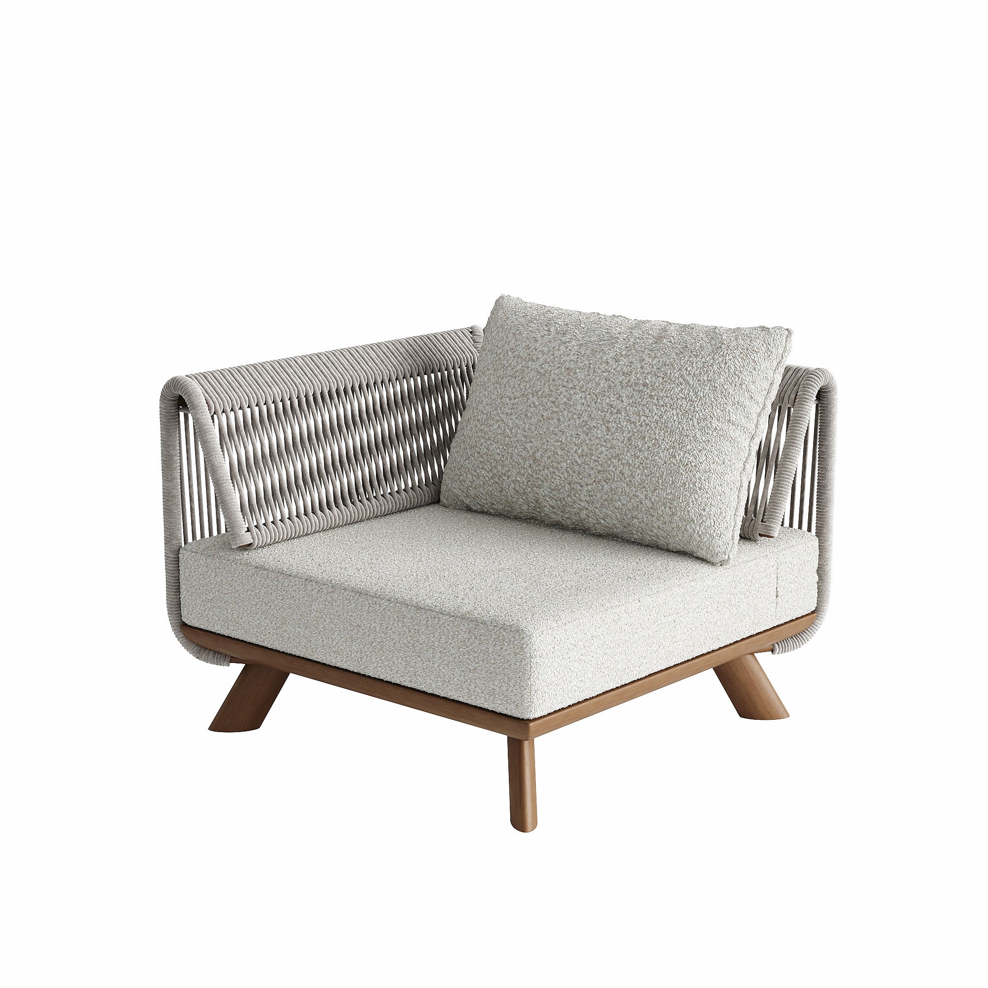 「Teak Finish Waterproof Rope」Luxury Modular Outdoor Sofa Set