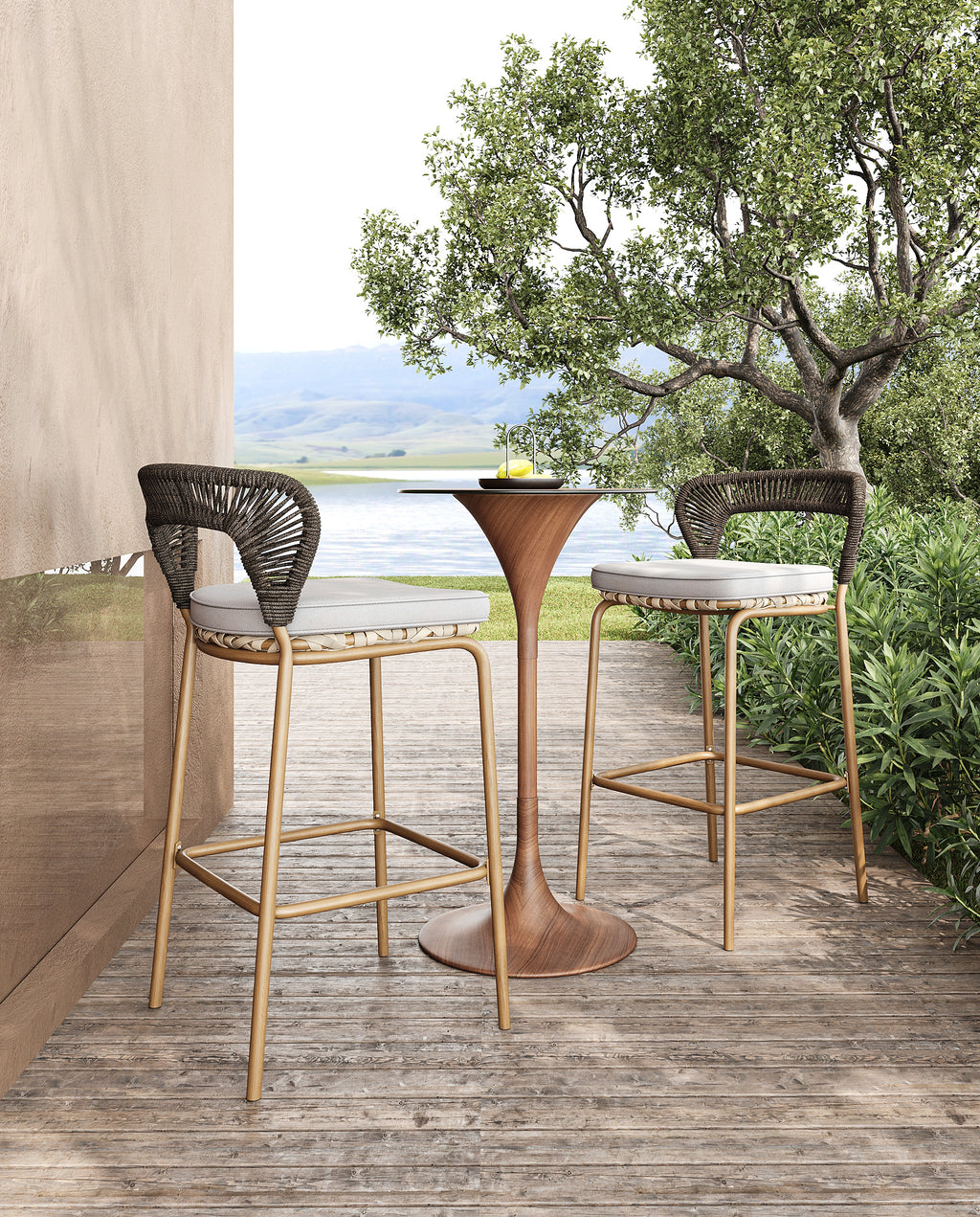 「Black Walnut」Outdoor Lounge Bar Set