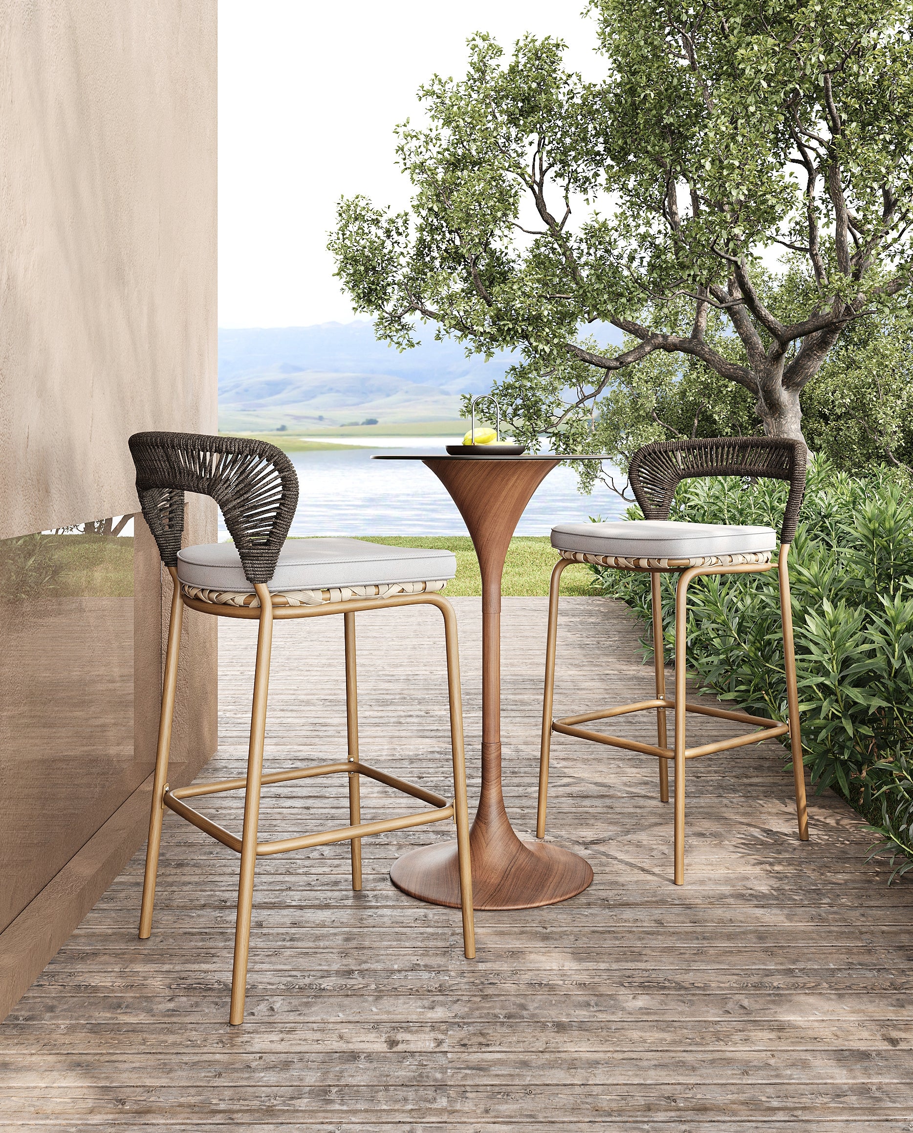 「Black Walnut」Outdoor Lounge Bar Set