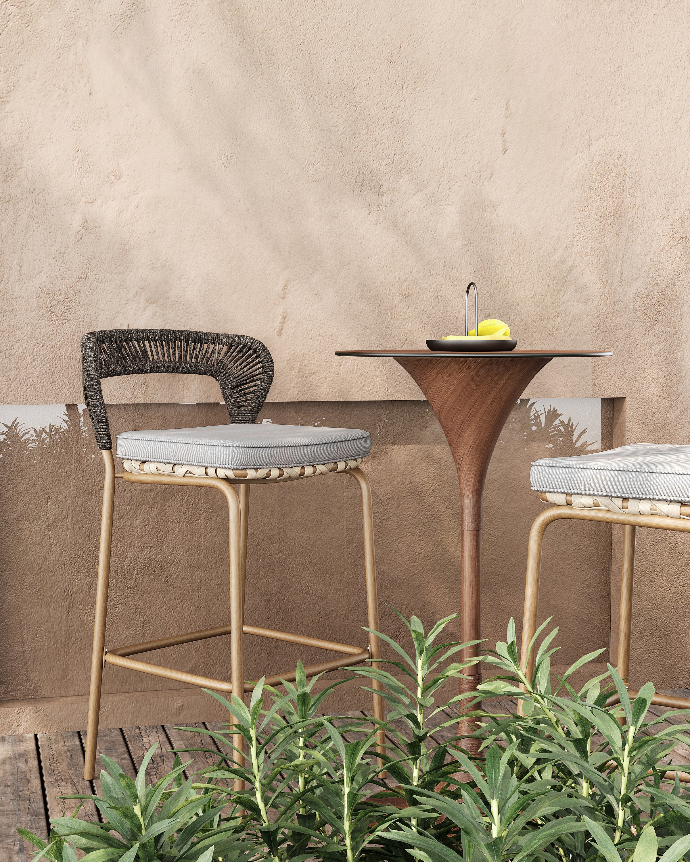 「Black Walnut」Outdoor Lounge Bar Set
