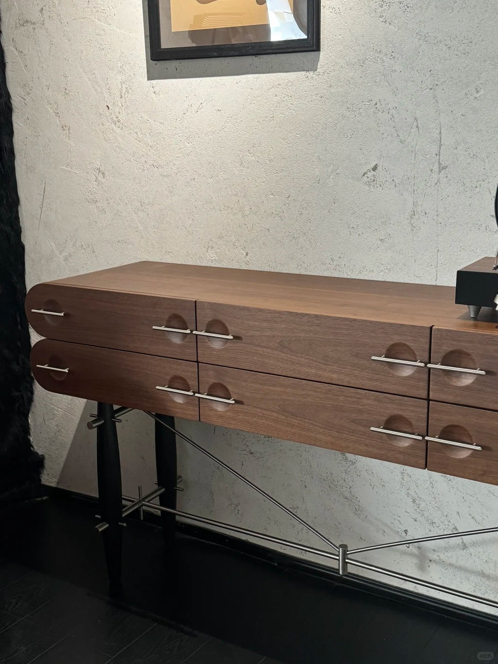 「Shadow‑Warrior」Dark Walnut Solid Wood Sideboard Storage Cabinet