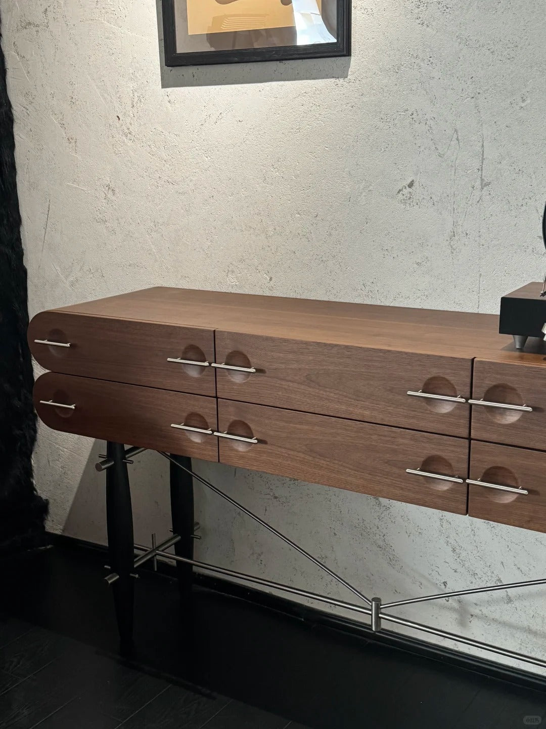 「Shadow‑Warrior」Dark Walnut Solid Wood Sideboard Storage Cabinet