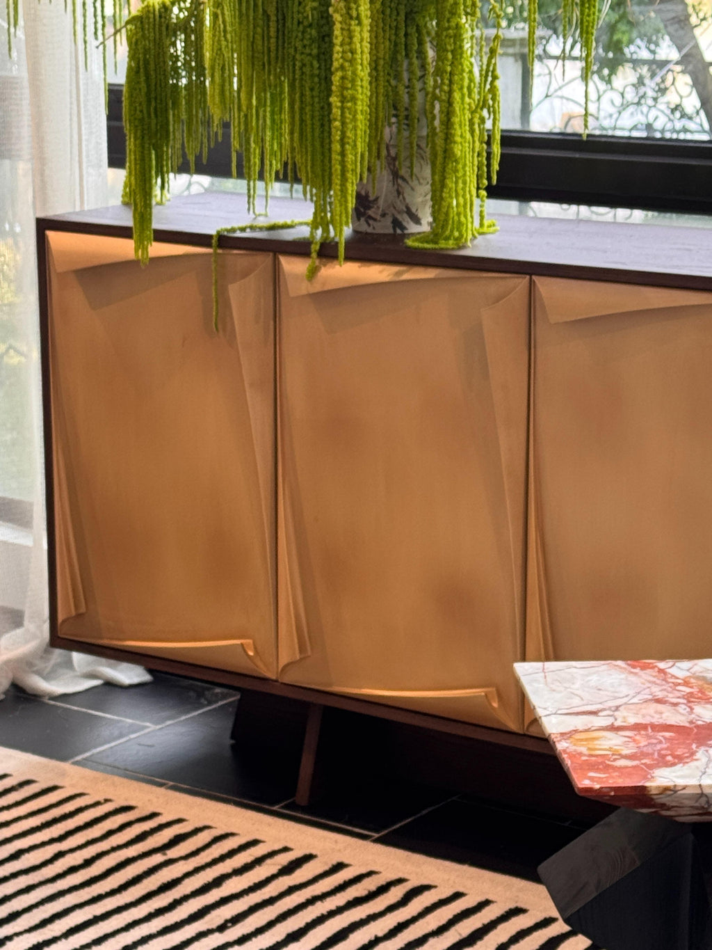 「Woody Crane」Sculptural Geometric Carved Sideboard