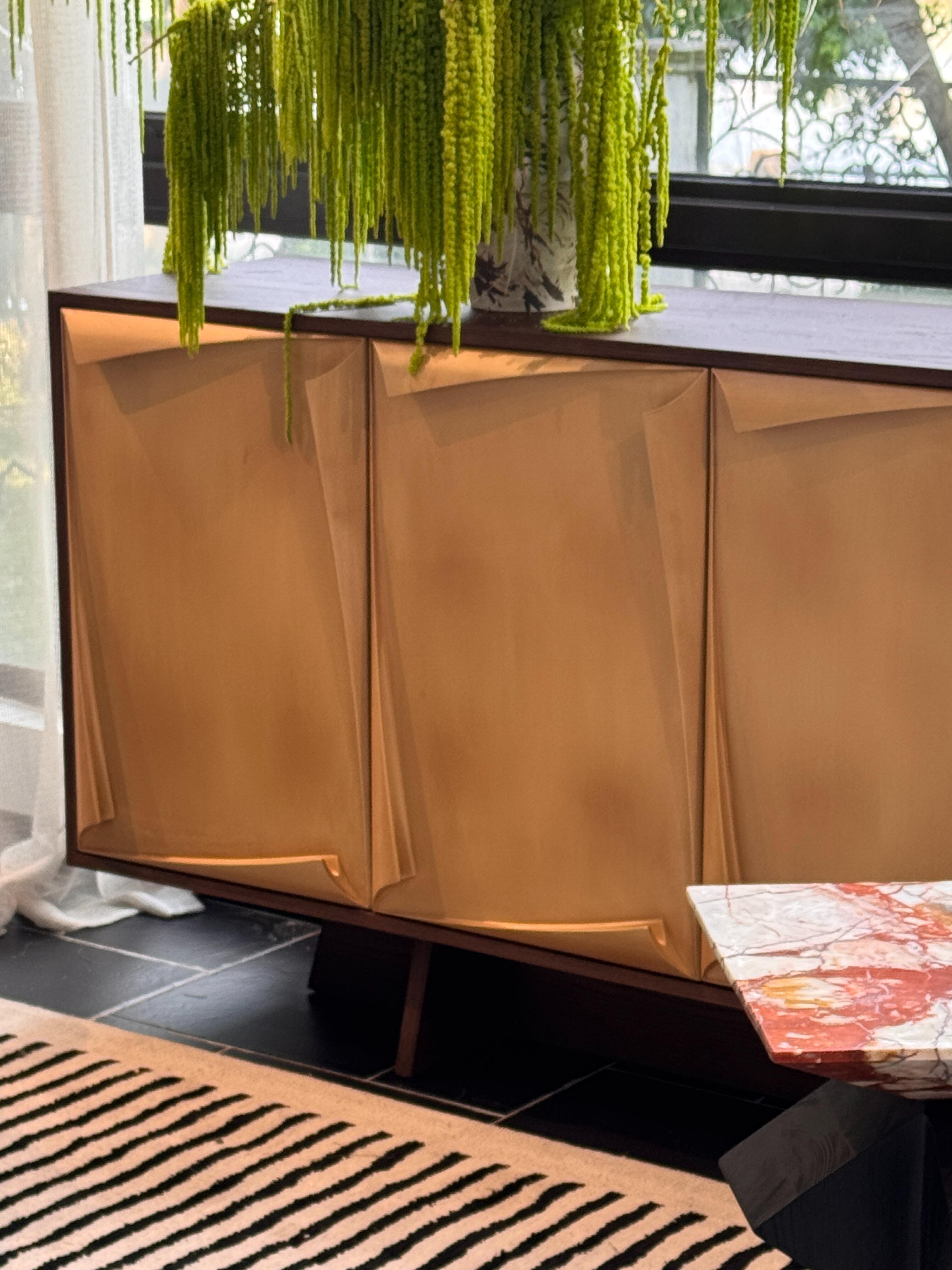 「Woody Crane」Sculptural Geometric Carved Sideboard