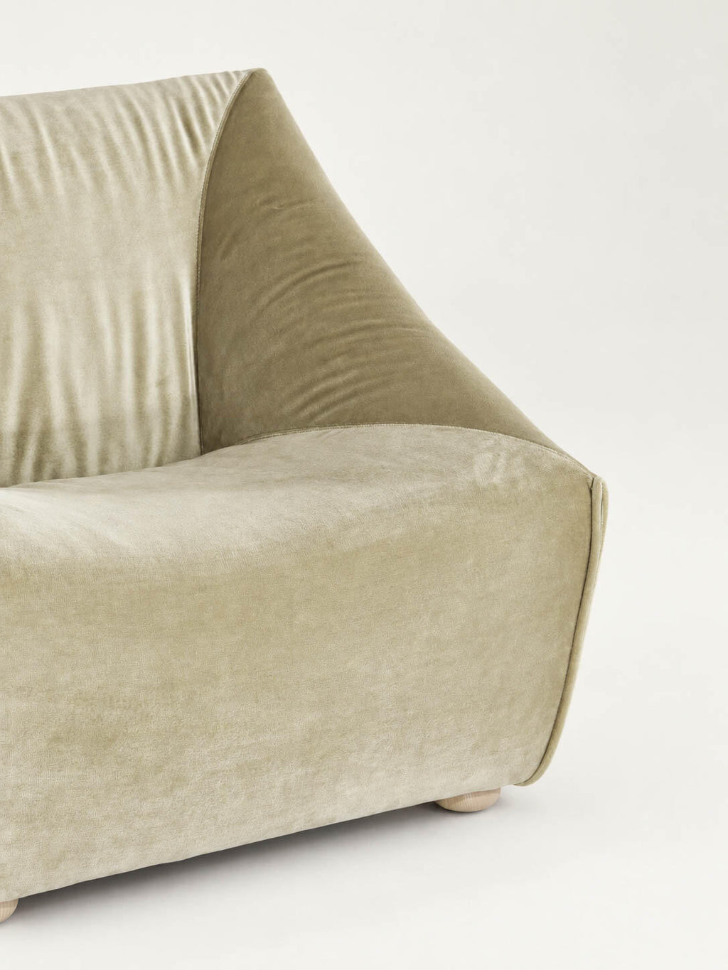 Morandi Muted Sage Green Contoured Velvet Accent Lounge Chair