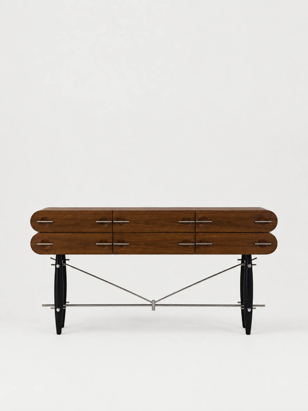 「Shadow‑Warrior」Dark Walnut Solid Wood Sideboard Storage Cabinet