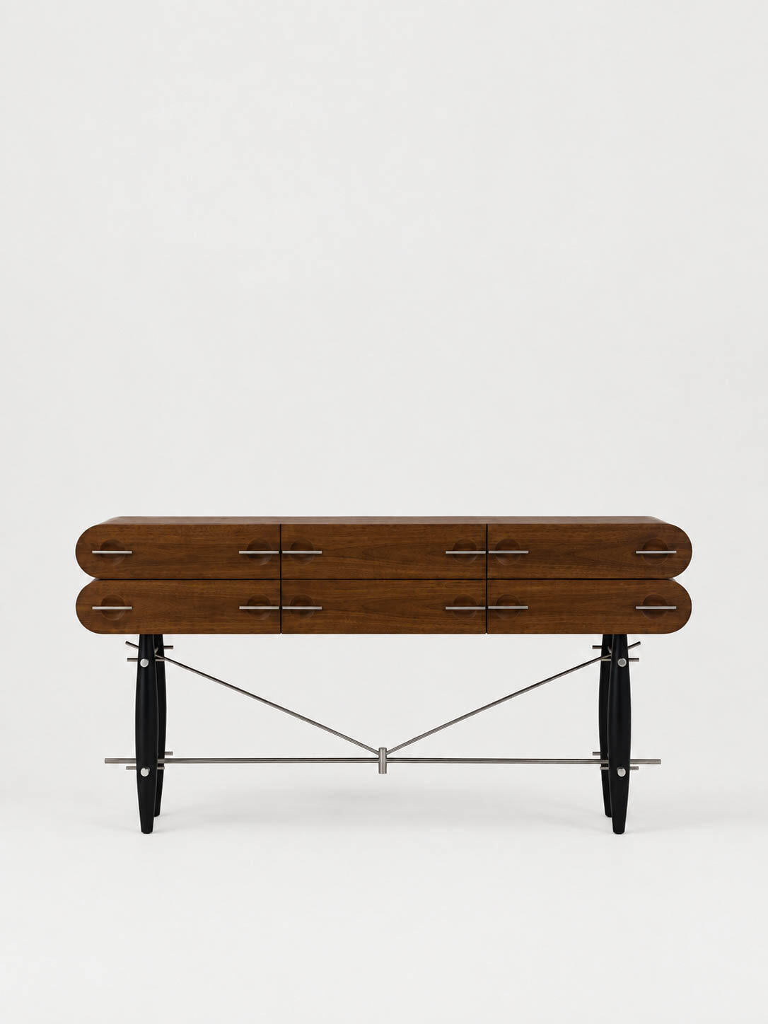 「Shadow‑Warrior」Dark Walnut Solid Wood Sideboard Storage Cabinet