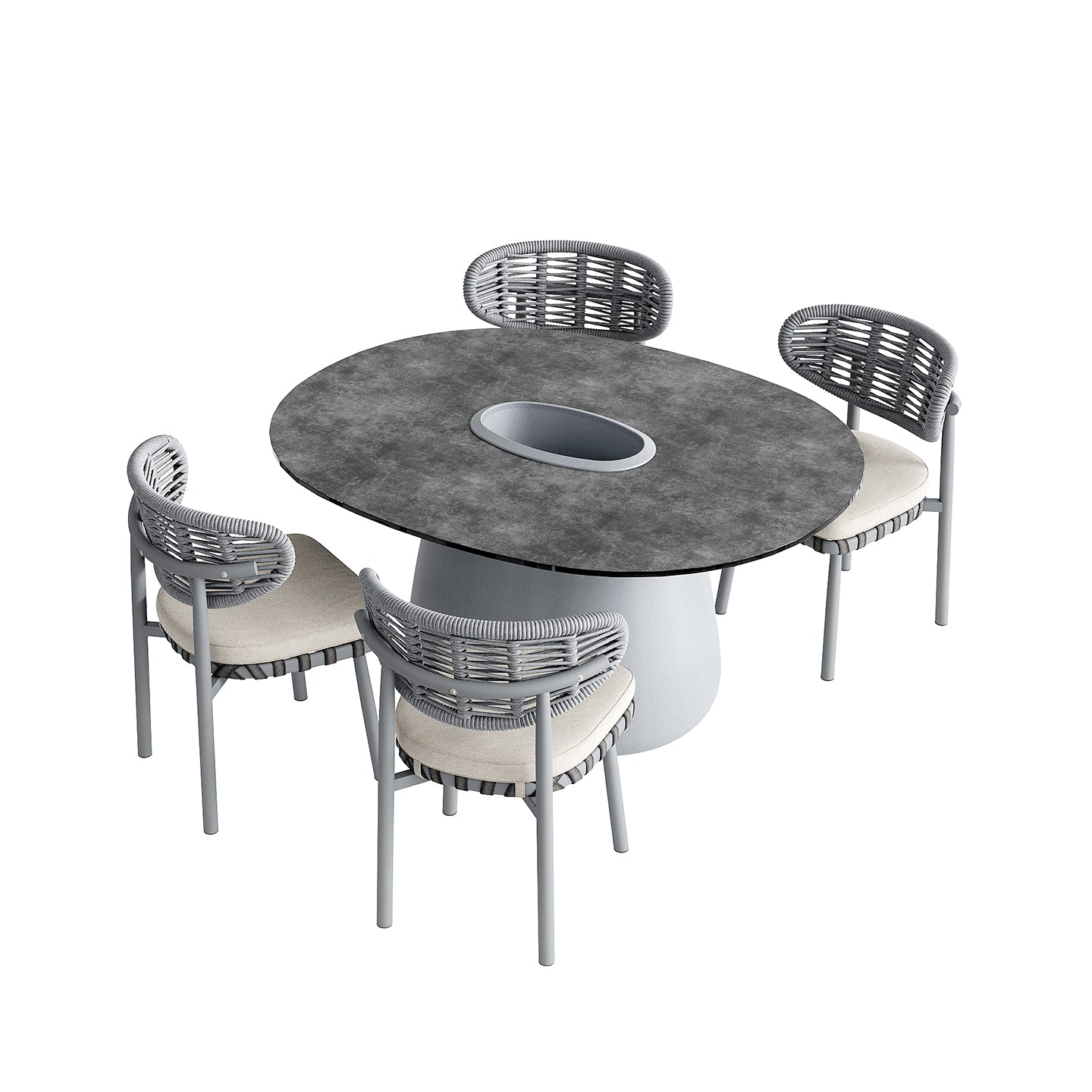 「Light Gray Weave」Luxury Outdoor Dining Set