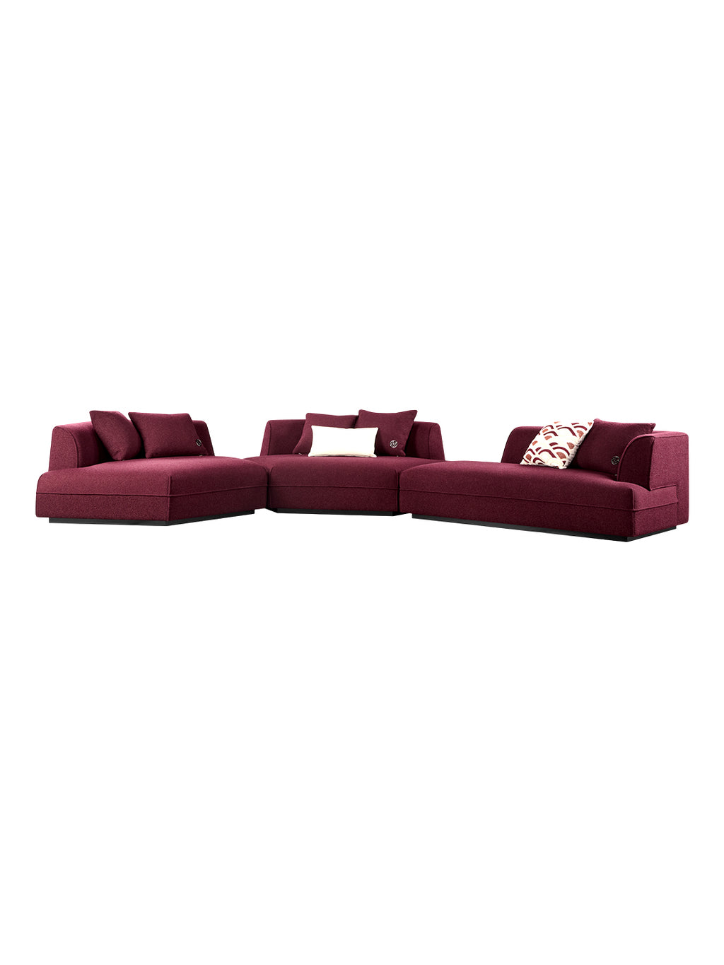Luxury horizon modular sectional burgundy sofa, imported alpaca-wool blend fabric + solid wood frame, high-end living room furniture, customizable modular sofa for luxury villas, premium modern home furniture