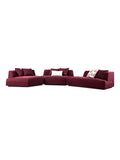 Luxury horizon modular sectional burgundy sofa, imported alpaca-wool blend fabric + solid wood frame, high-end living room furniture, customizable modular sofa for luxury villas, premium modern home furniture