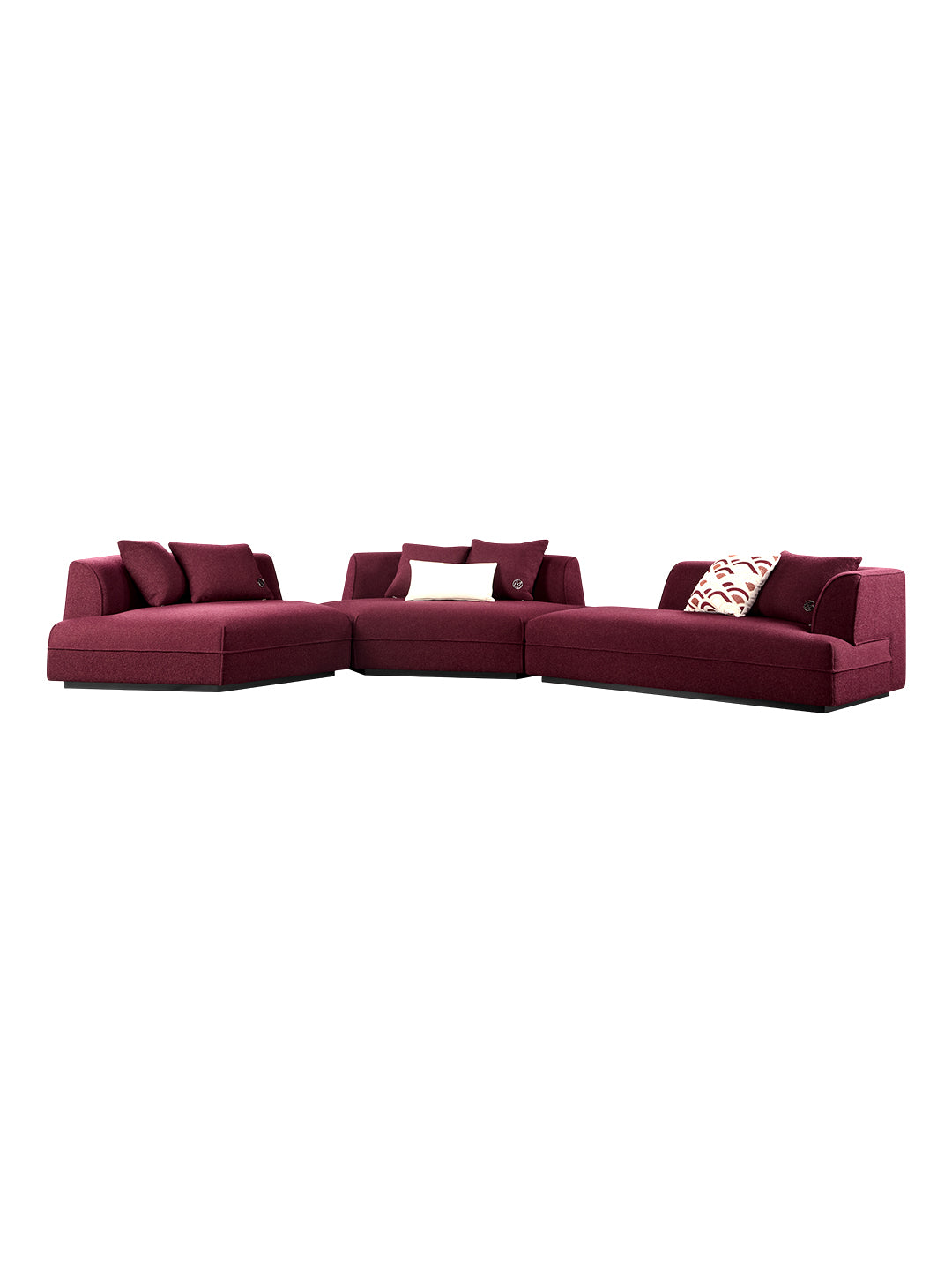 Luxury horizon modular sectional burgundy sofa, imported alpaca-wool blend fabric + solid wood frame, high-end living room furniture, customizable modular sofa for luxury villas, premium modern home furniture