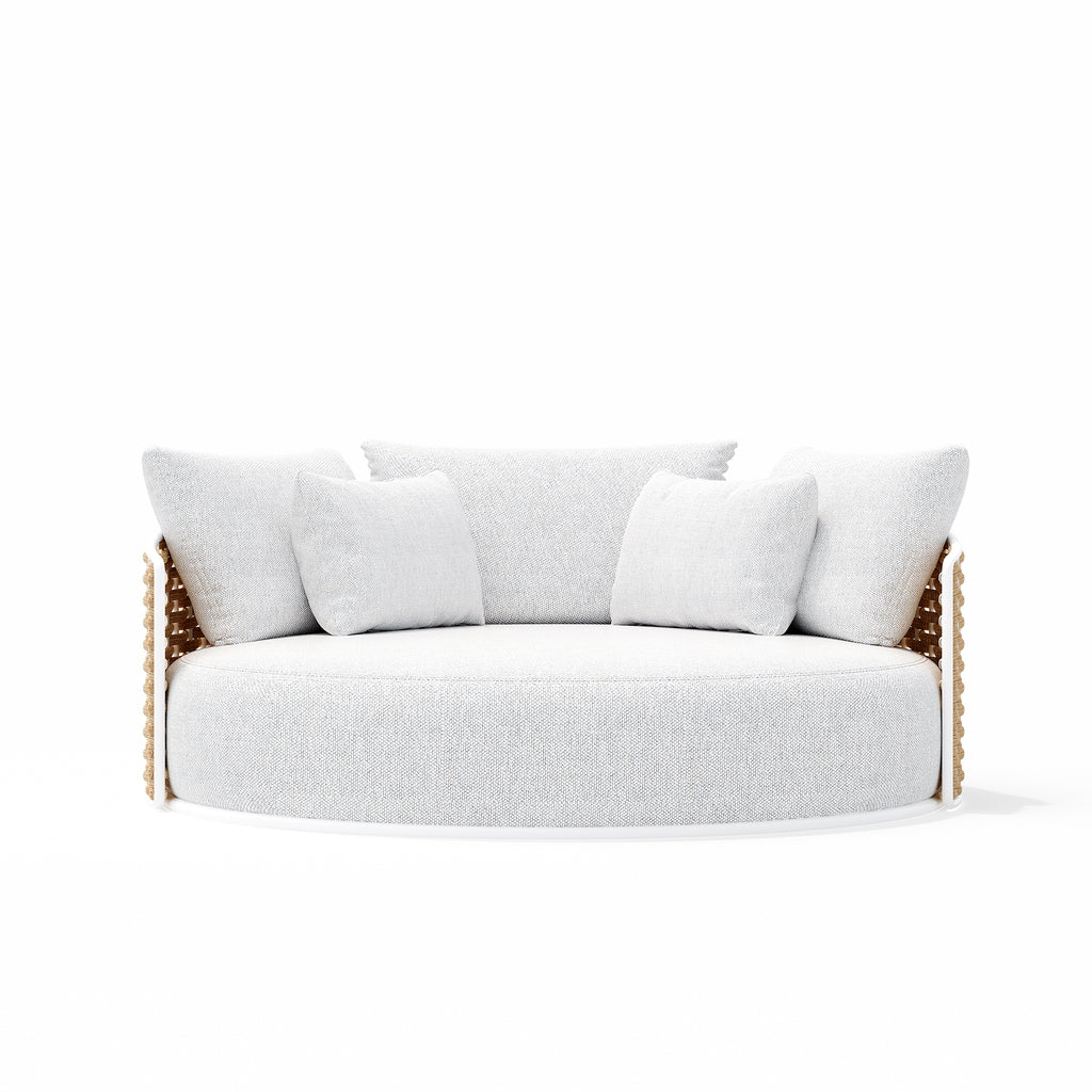 The Wave | Low-Profile Circular Outdoor Daybed with Bold Cross-Hatch Weave