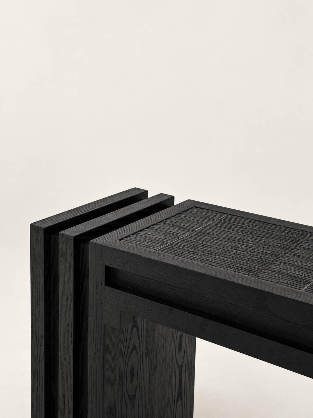 「Strata」Sculptural Staggered Wood Panel Entryway Console