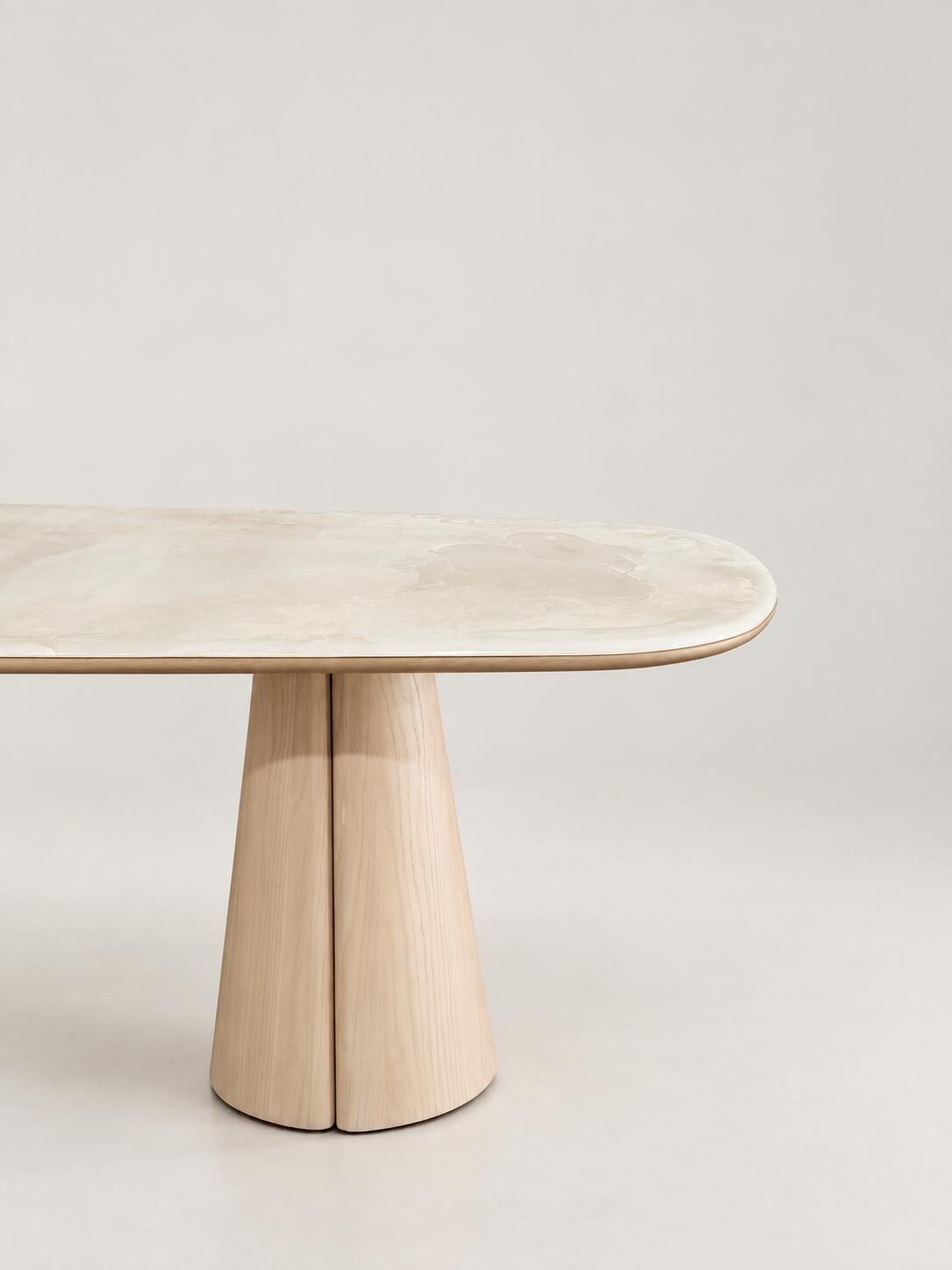 Boundless Island Jade Marble White Oak Veneer Dining Table