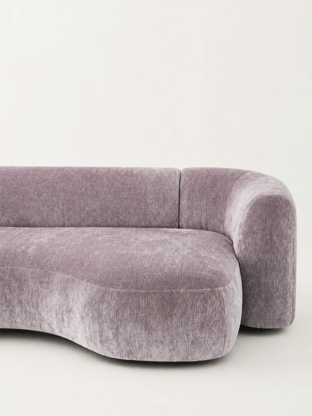 「Wisteria」Curved Velvet Sectional Sofa with Integrated Marble Side Table