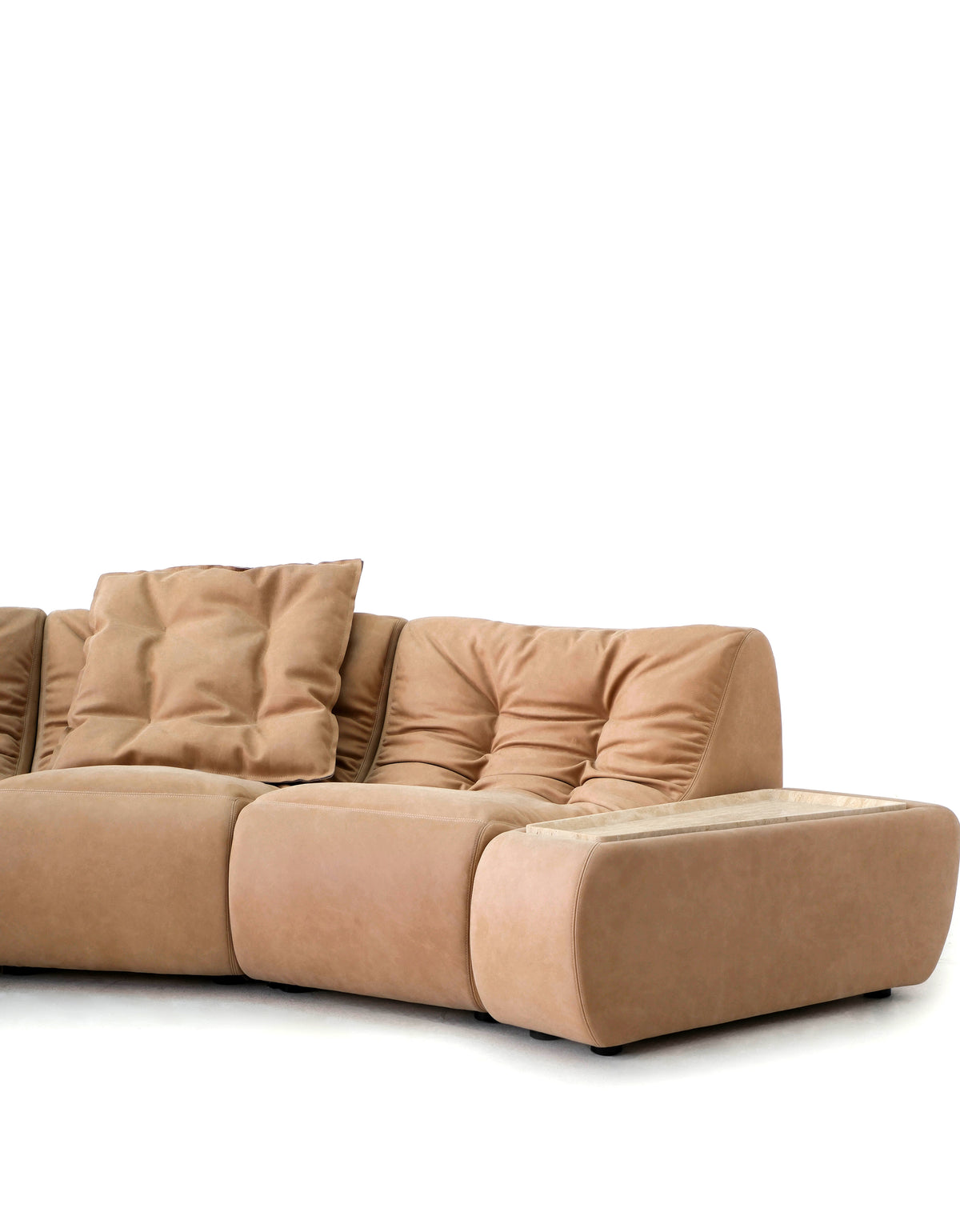 「Soft‑Hill」Modular Curved Genuine Leather Sectional Sofa