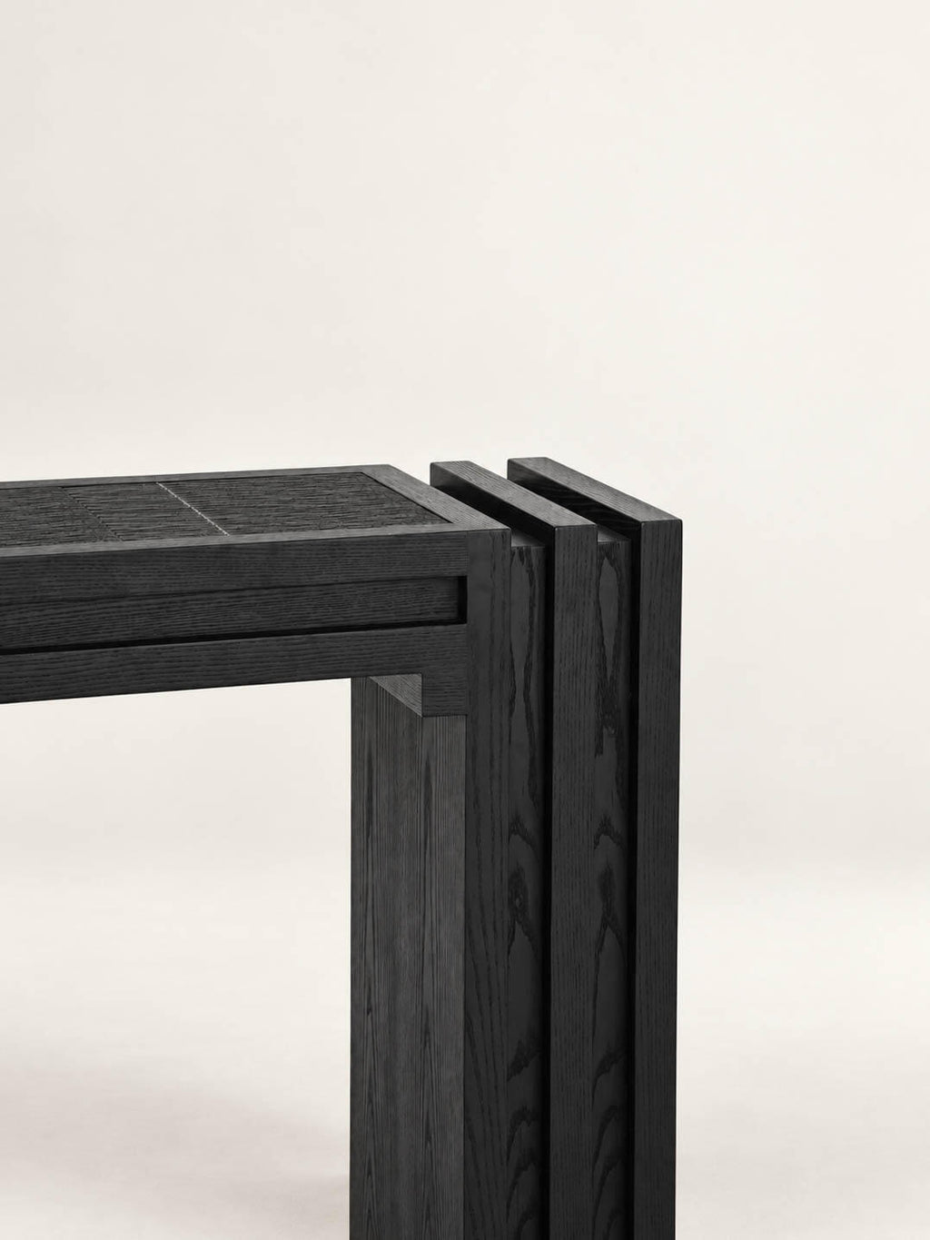 「Strata」Sculptural Staggered Wood Panel Entryway Console
