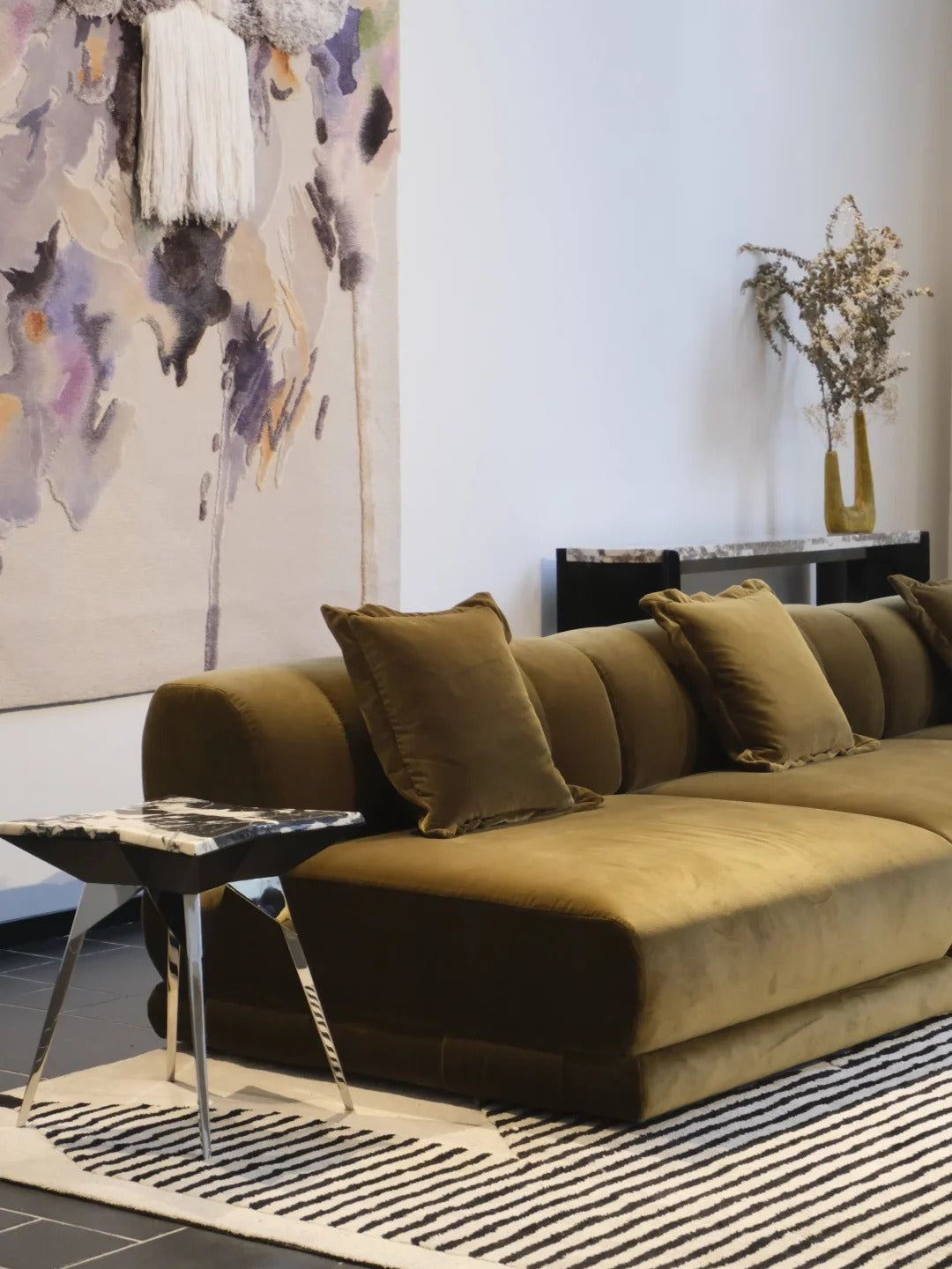「Olive Vista」Modern Modular Velvet Sectional Sofa