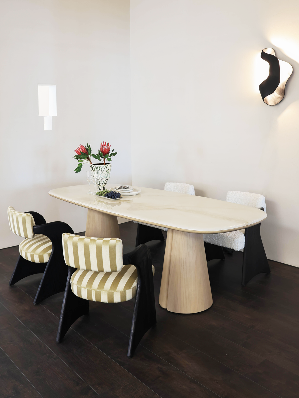 Boundless Island Jade Marble White Oak Veneer Dining Table