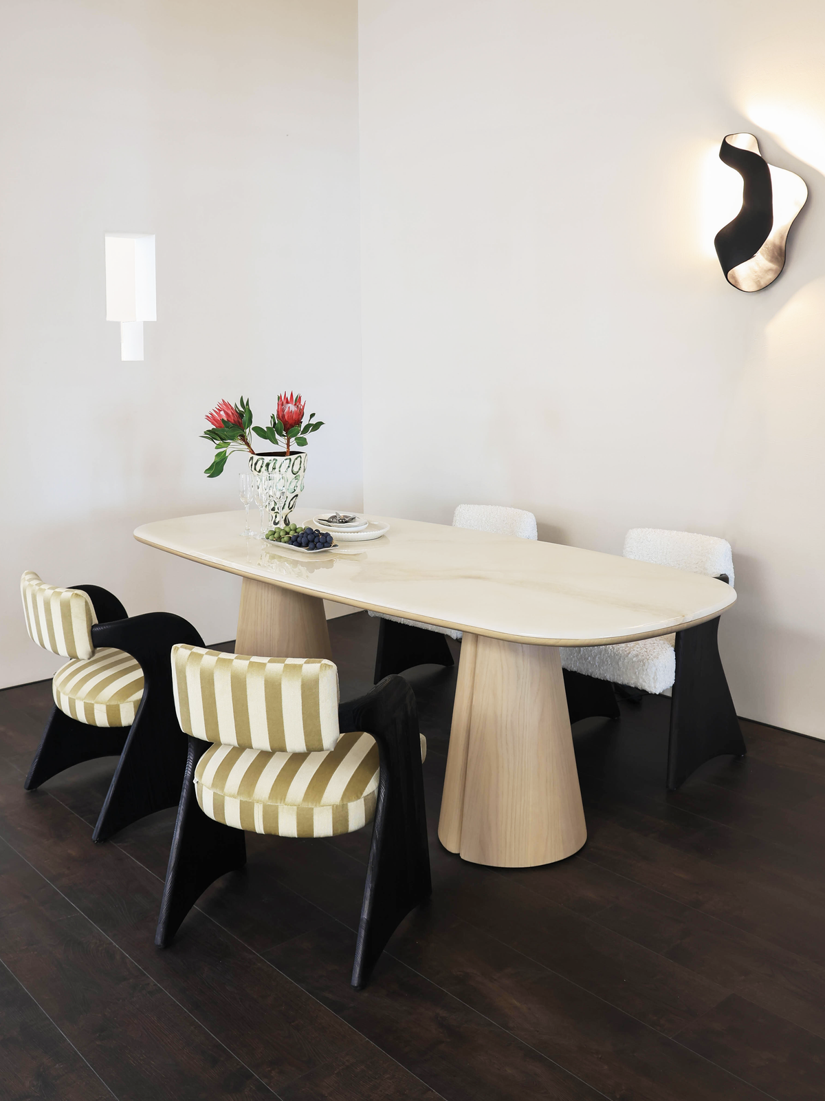 Boundless Island Jade Marble White Oak Veneer Dining Table