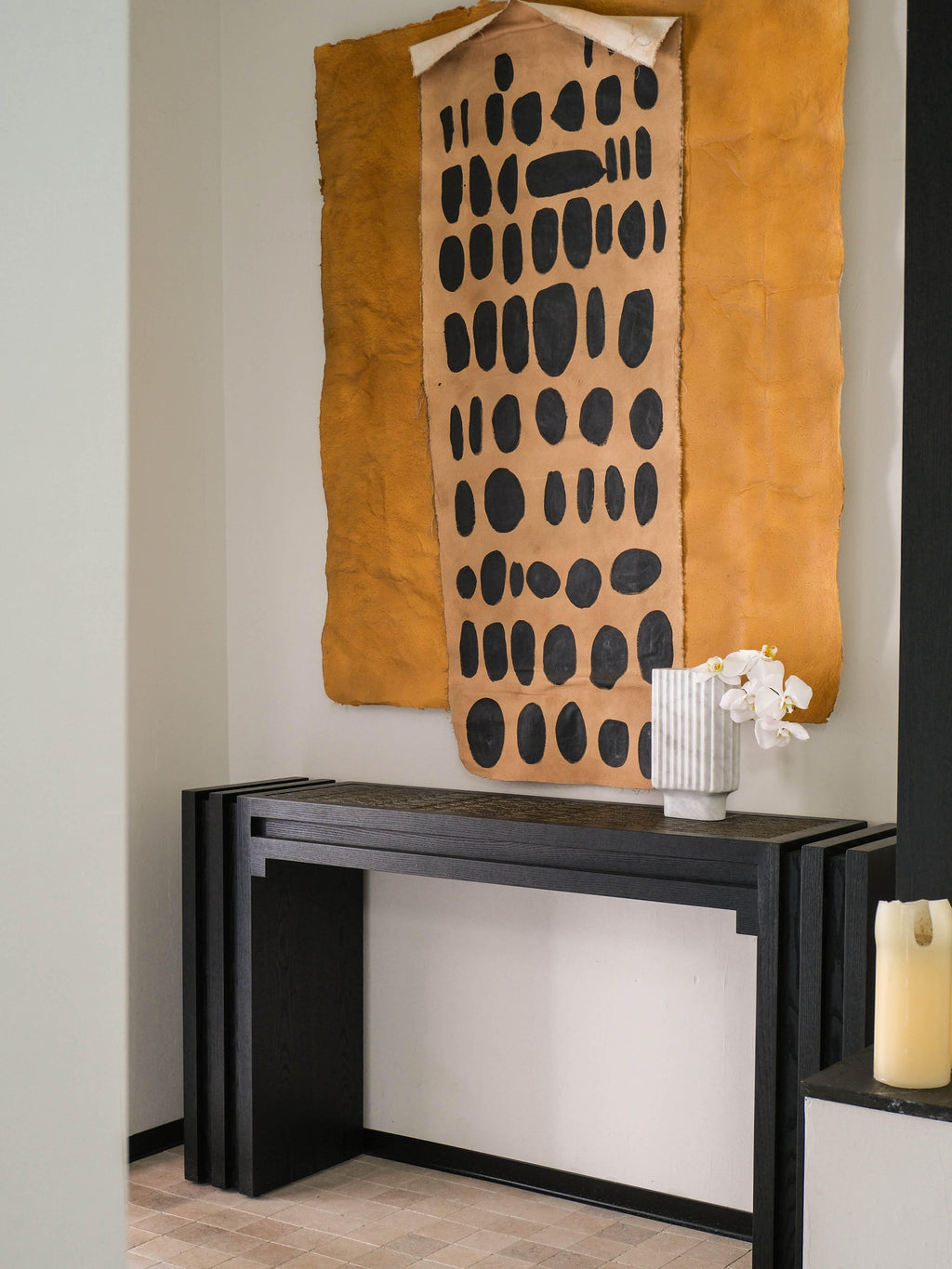 「Strata」Sculptural Staggered Wood Panel Entryway Console