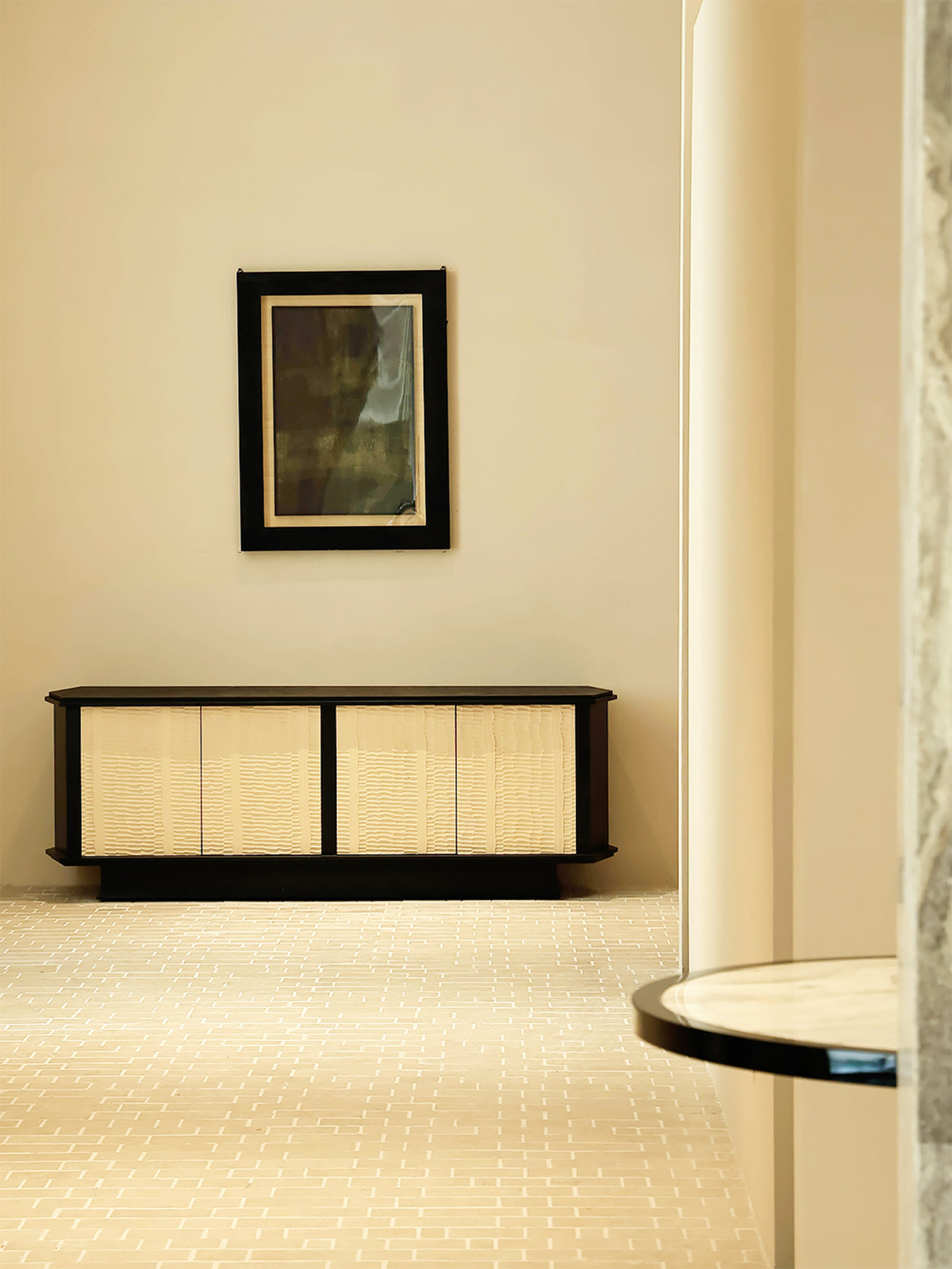 「Cove」Hand‑Carved Wabi‑Sabi Textured Solid Wood Long Side Cabinet Sideboard