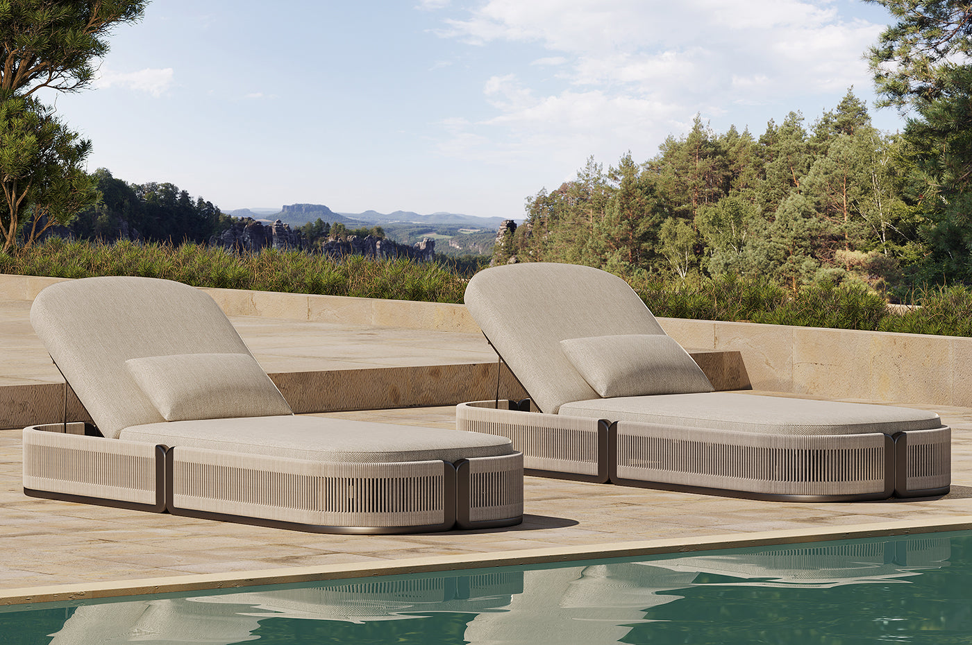 The Horizon | Aluminum & Artisanal Rope Outdoor Single Sunbed