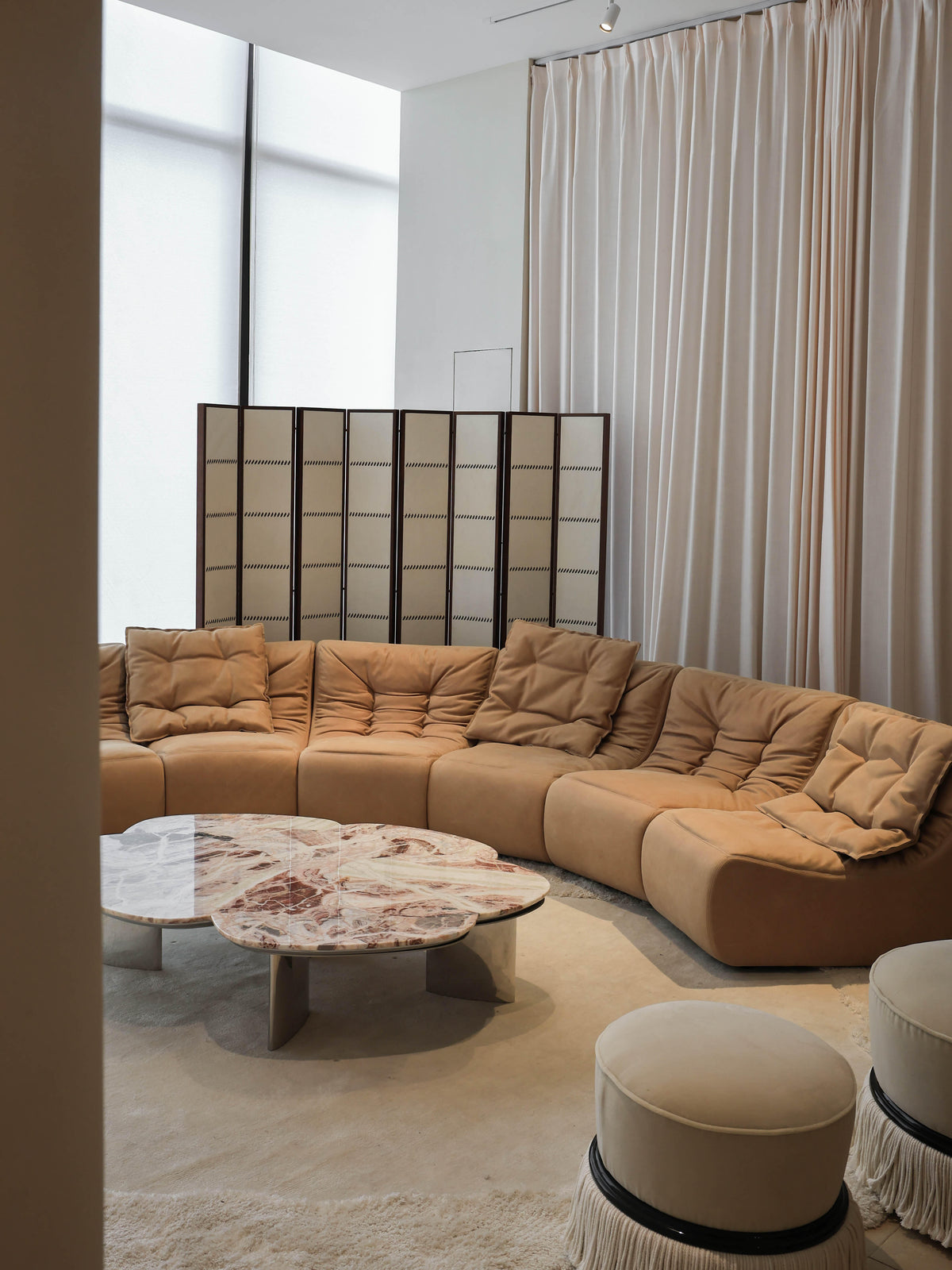 「Soft‑Hill」Modular Curved Genuine Leather Sectional Sofa