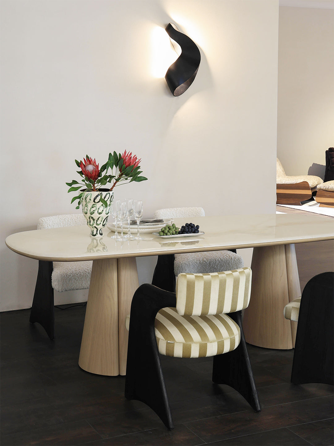 Boundless Island Jade Marble White Oak Veneer Dining Table